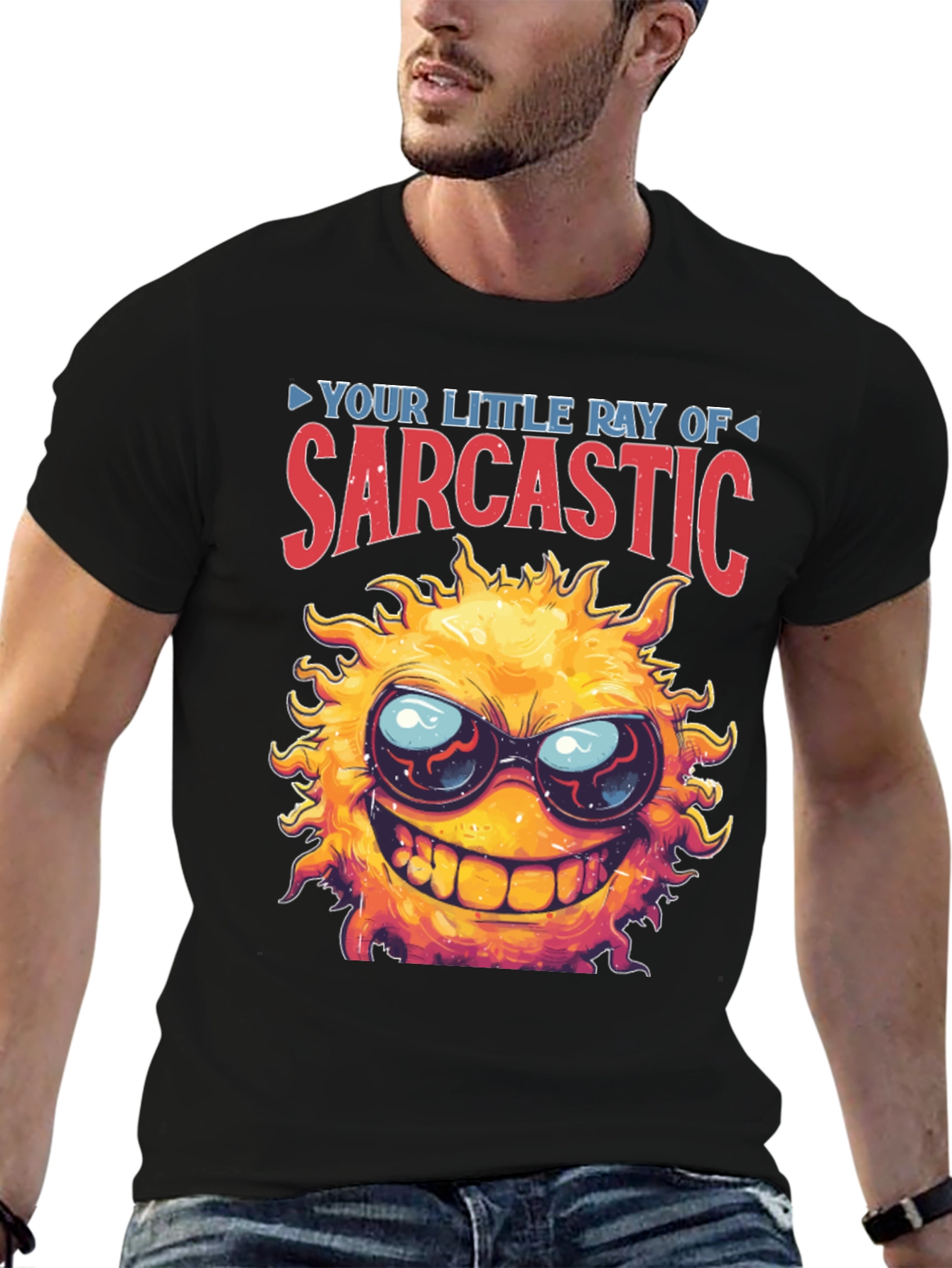 Sarcastic Sun Graphic T-Shirt - Black
