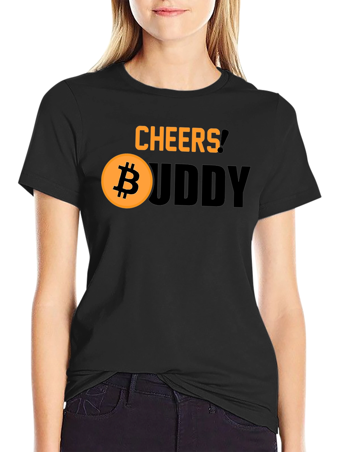 Cheers Buddy Bitcoin Graphic Tee - Black Cotton Shirt