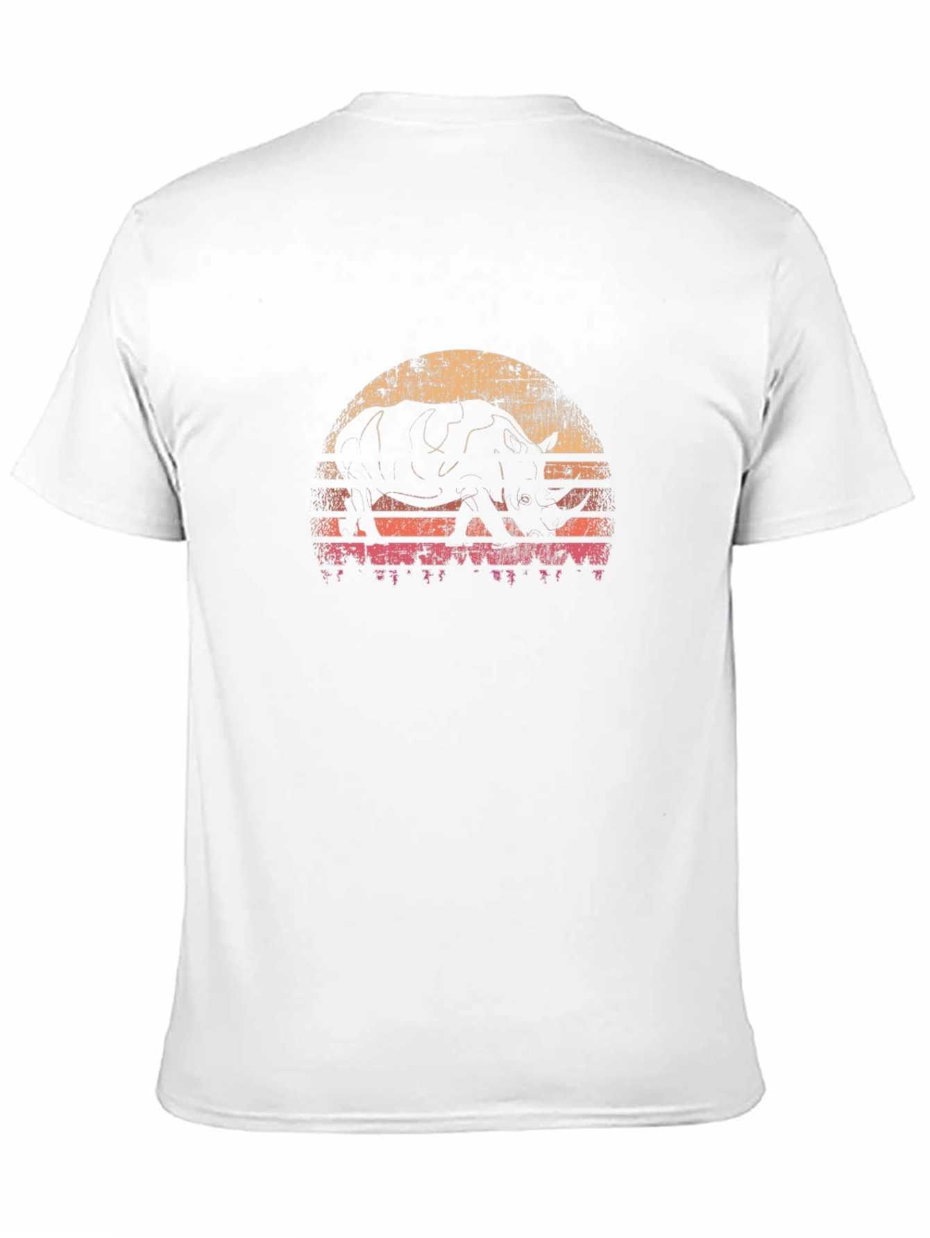 Retro Rhino Sunset Graphic T-Shirt