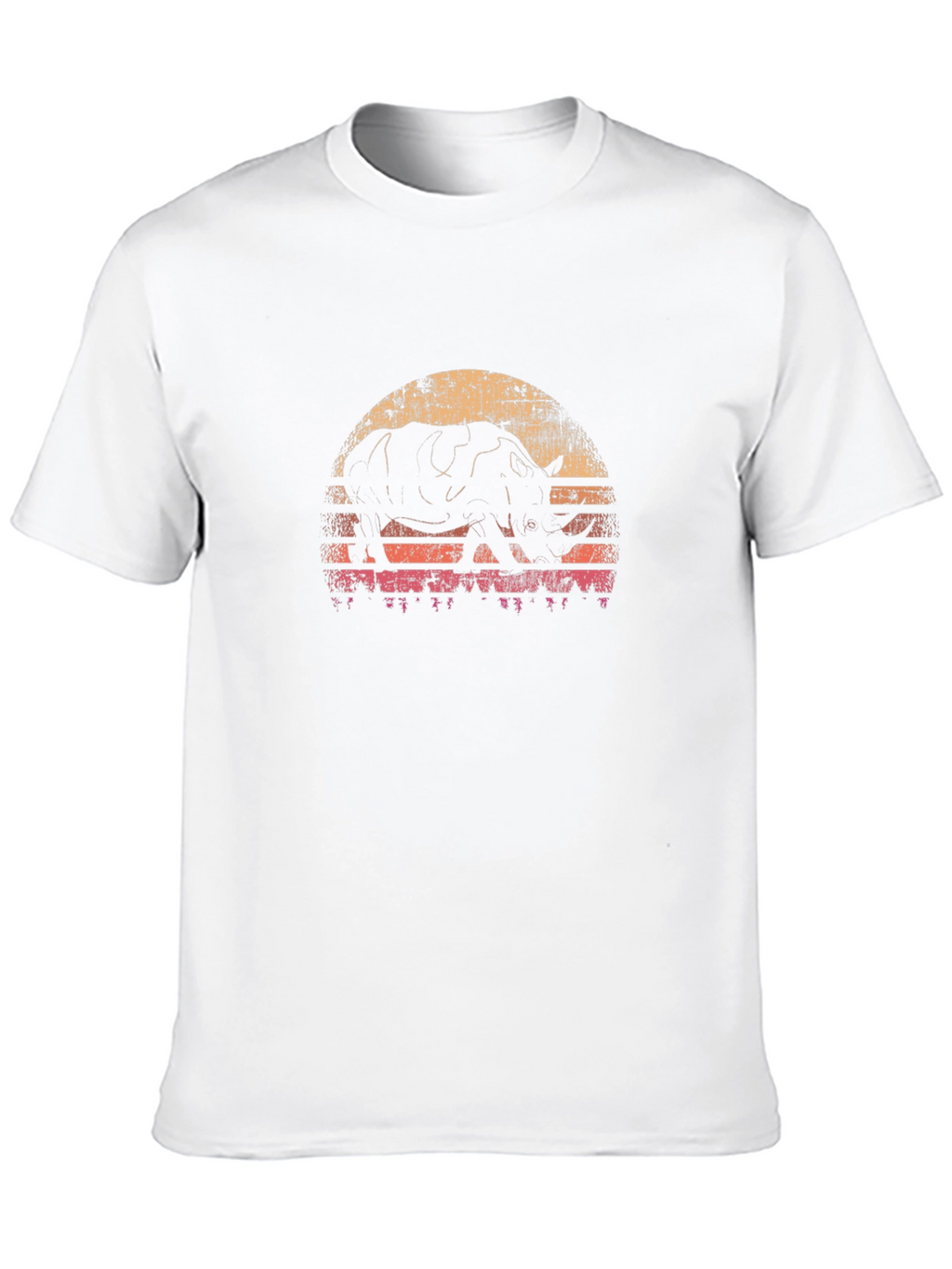 Retro Rhino Sunset Graphic T-Shirt
