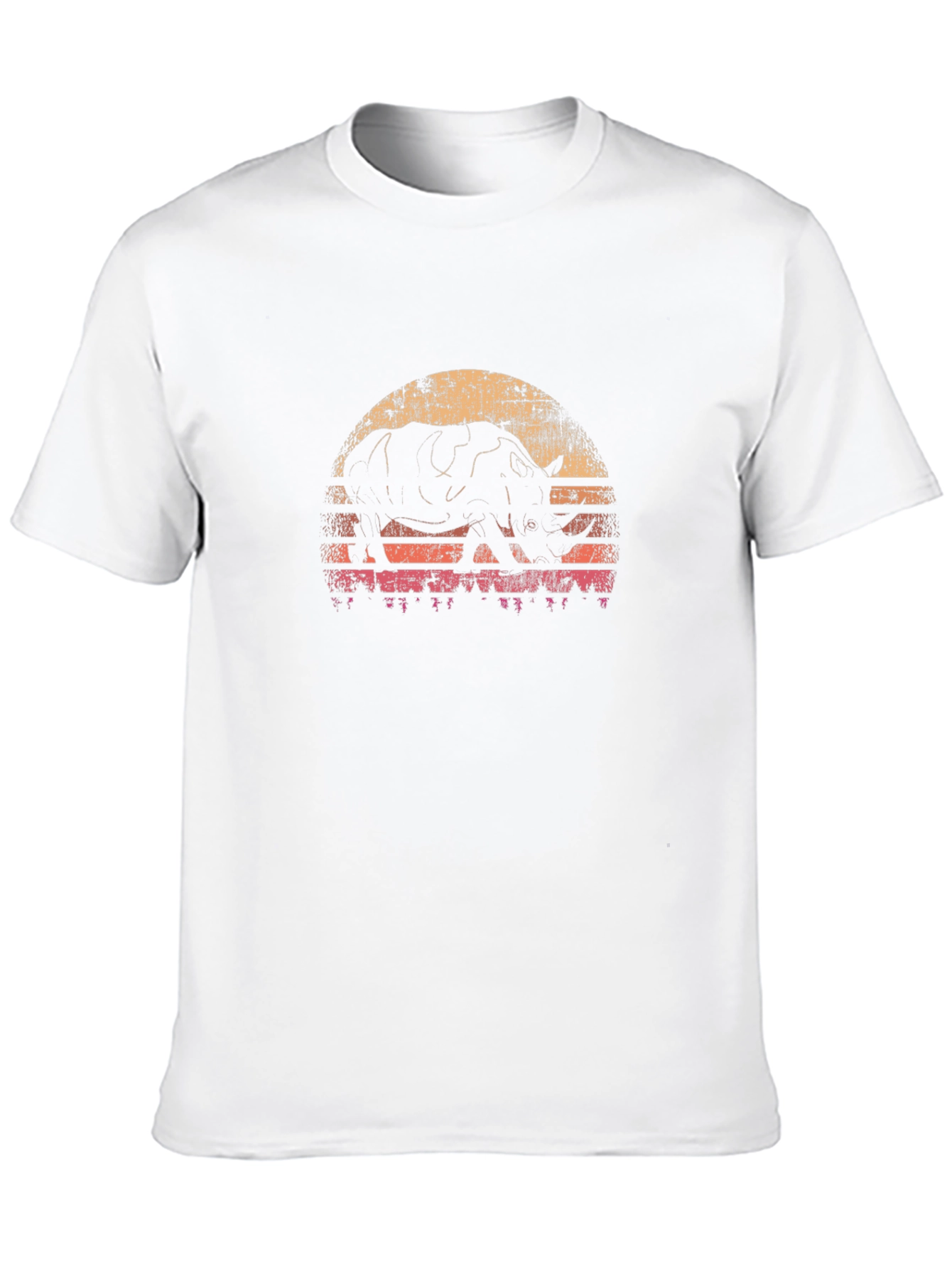 Retro Rhino Sunset Graphic T-Shirt