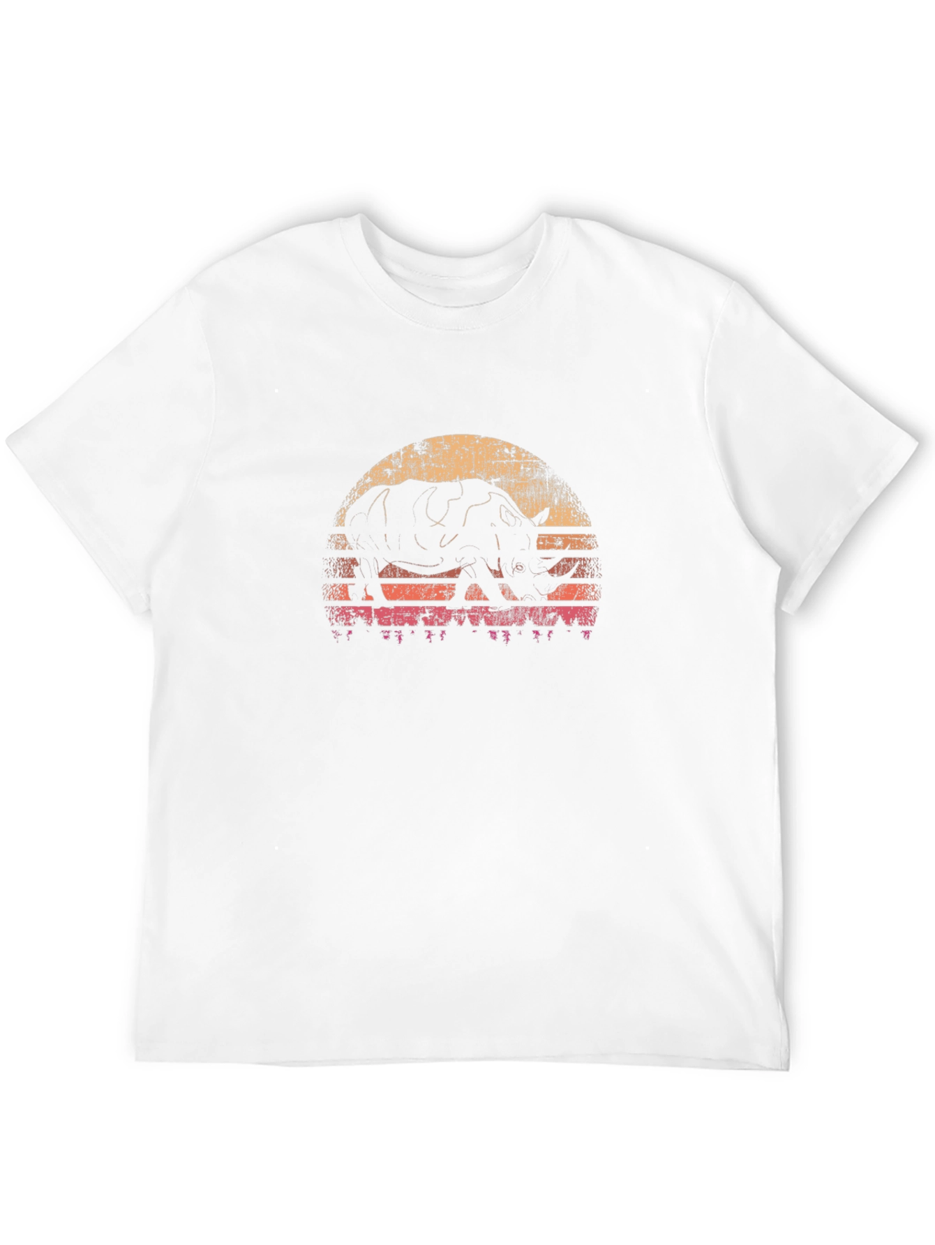 Retro Rhino Sunset Graphic T-Shirt