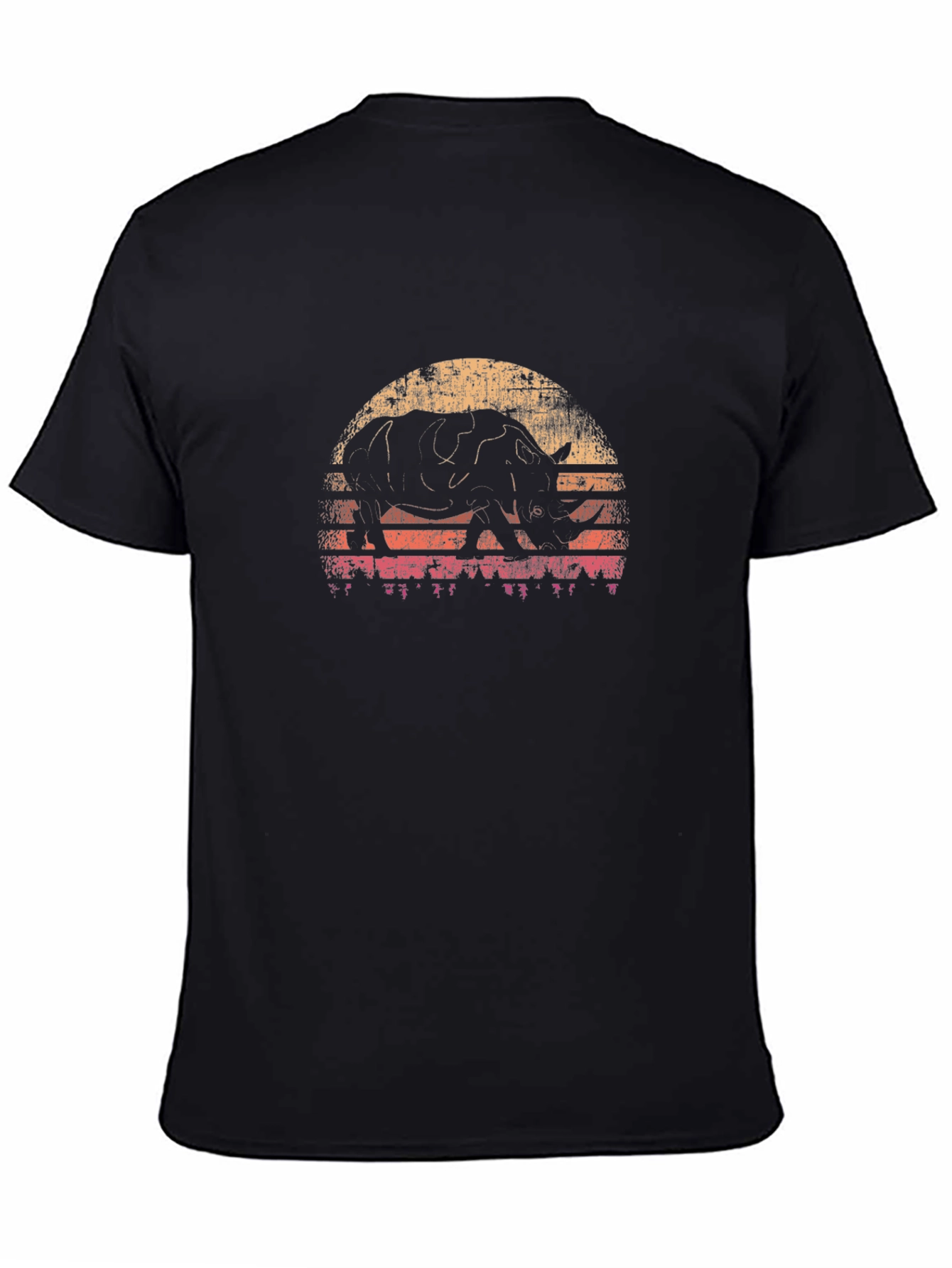 Retro Rhino Sunset Graphic T-Shirt