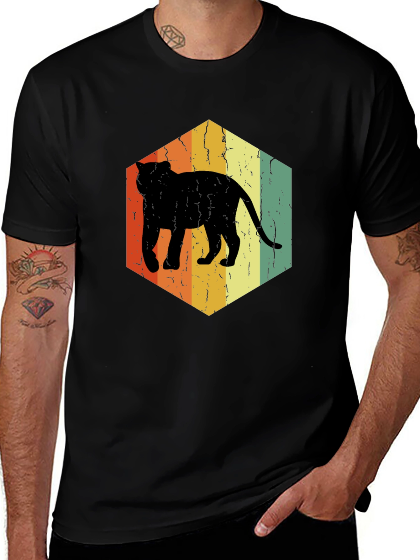 Vintage Cat Silhouette Graphic Tee