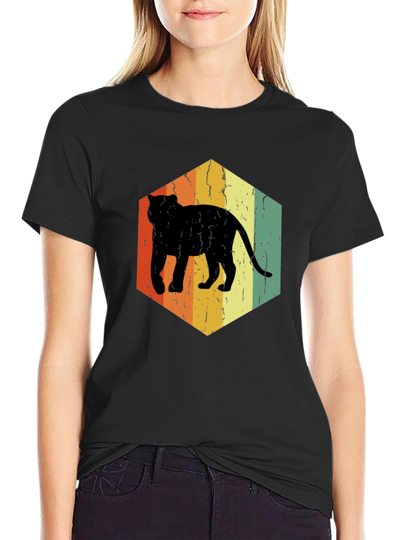 Vintage Cat Silhouette Graphic Tee