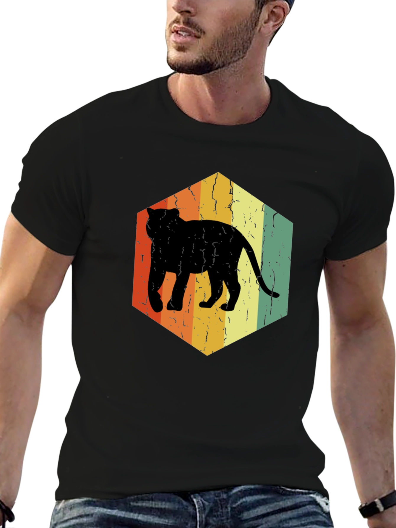 Vintage Cat Silhouette Graphic Tee