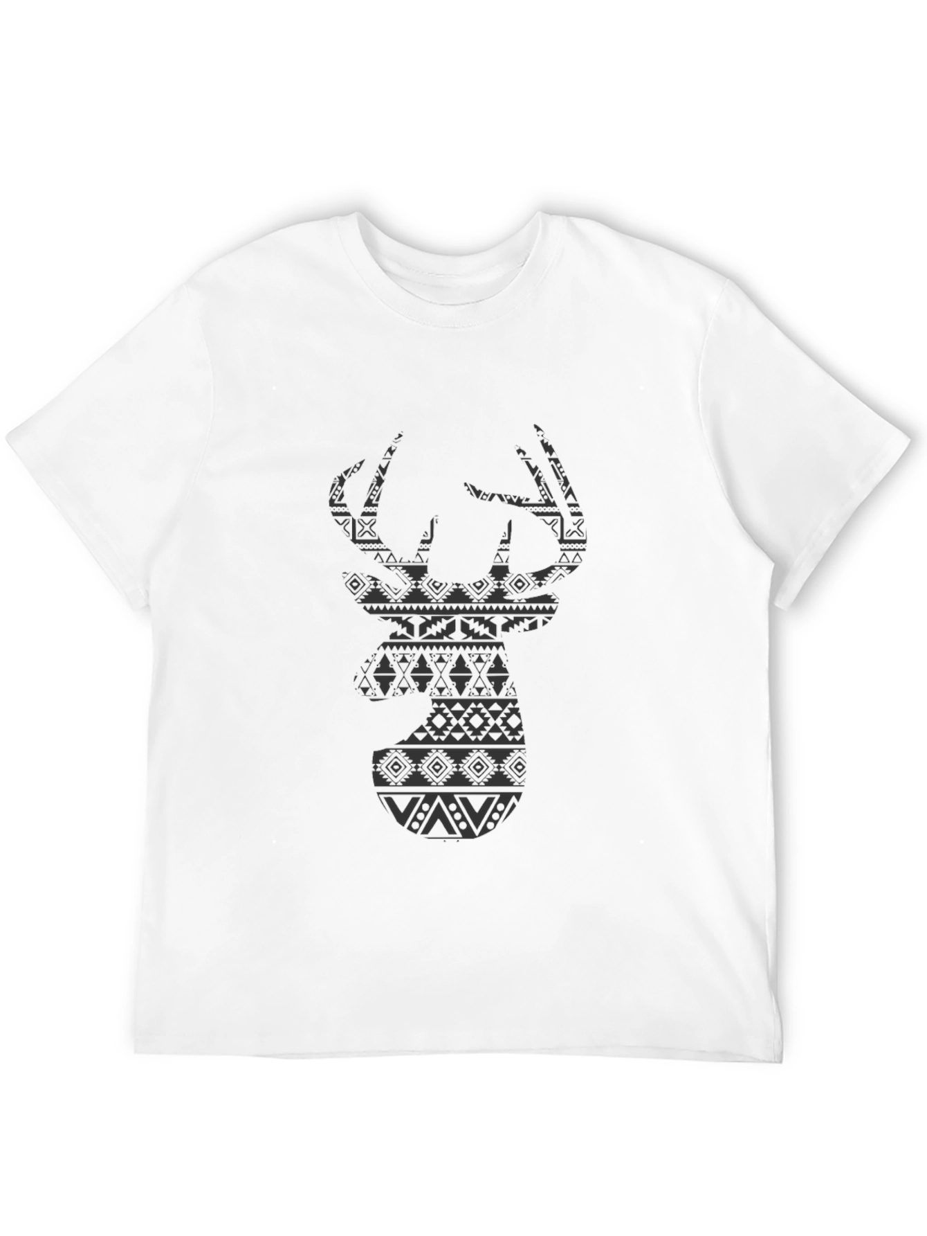 Aztec Deer Head Mens Black T-Shirt