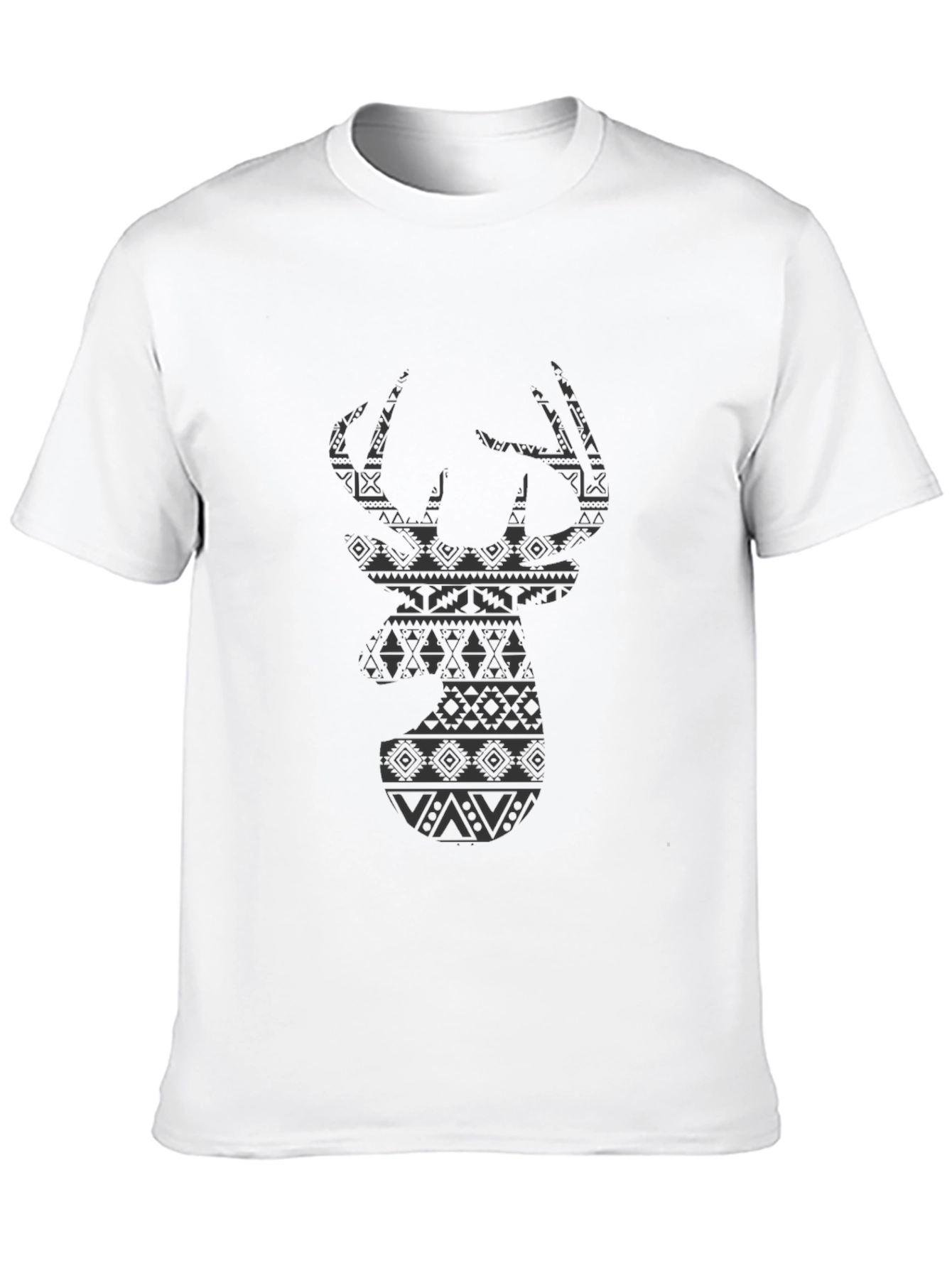 Aztec Deer Head Mens Black T-Shirt