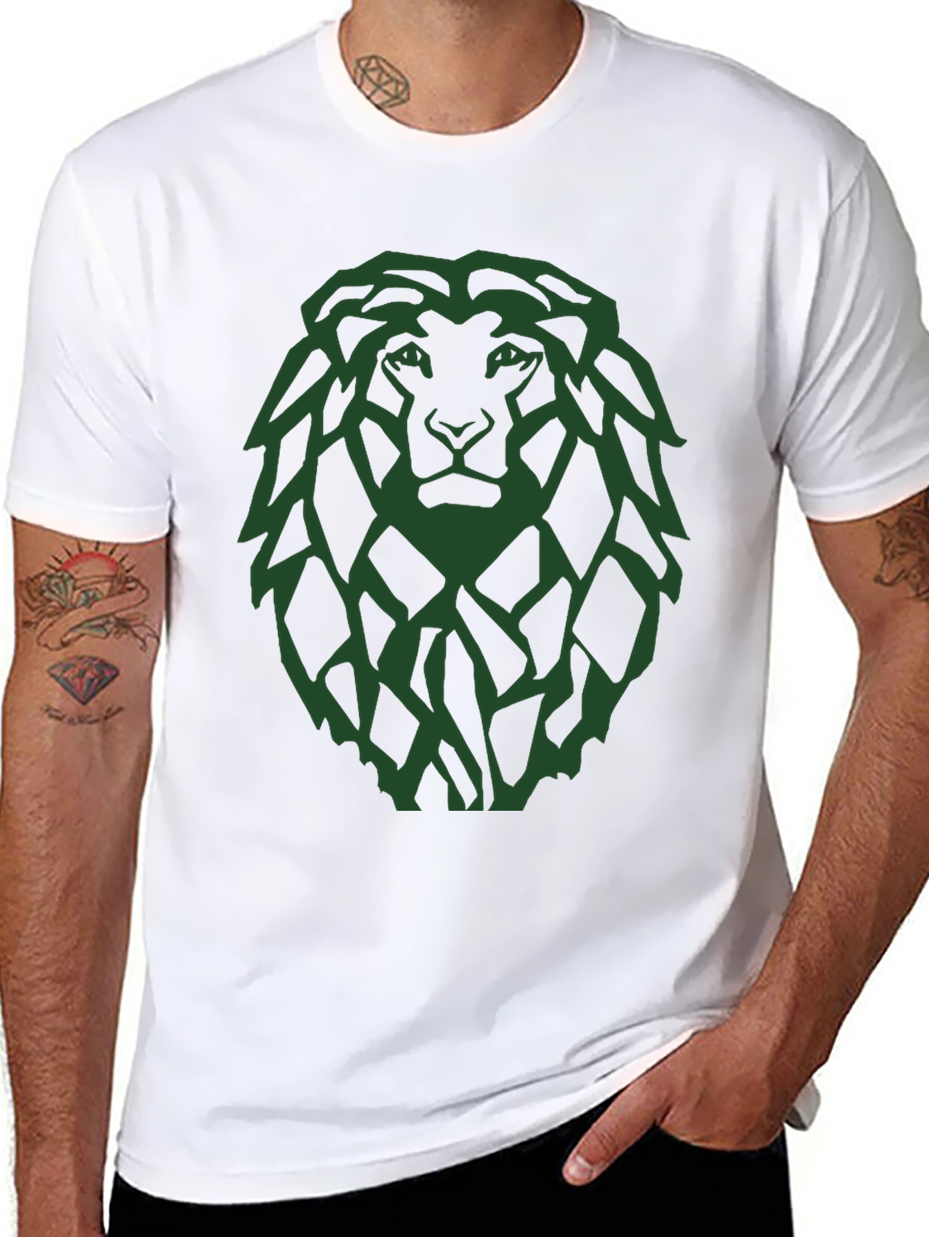 Lion Graphic Tee - Modern Green Print