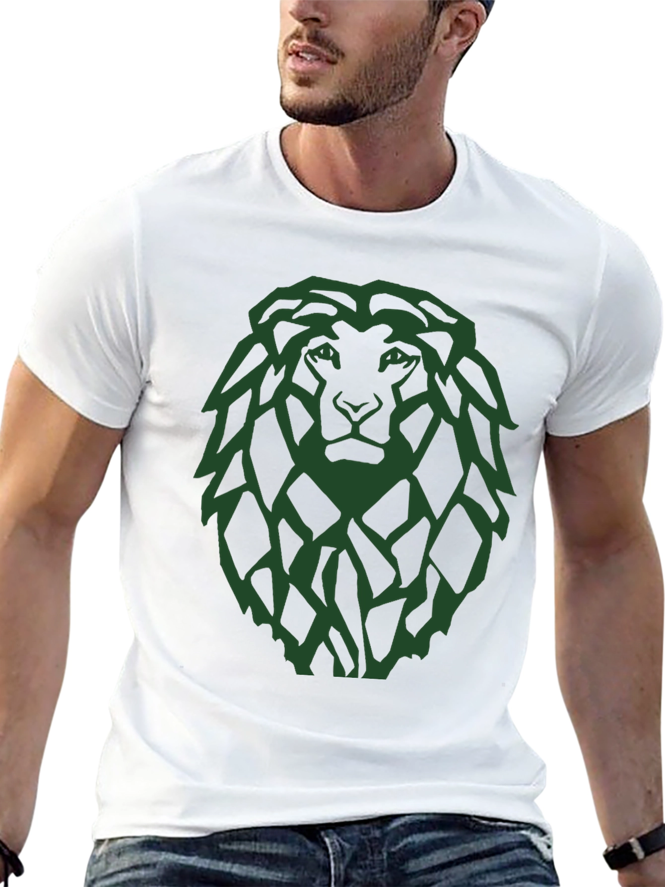 Lion Graphic Tee - Modern Green Print
