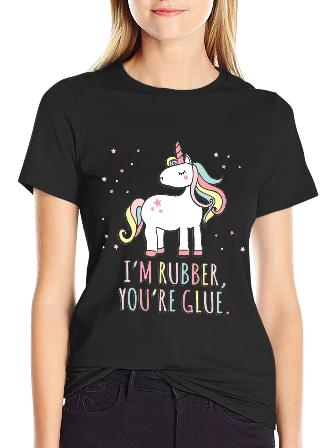 Unicorn Im Rubber Youre Glue Graphic T-Shirt