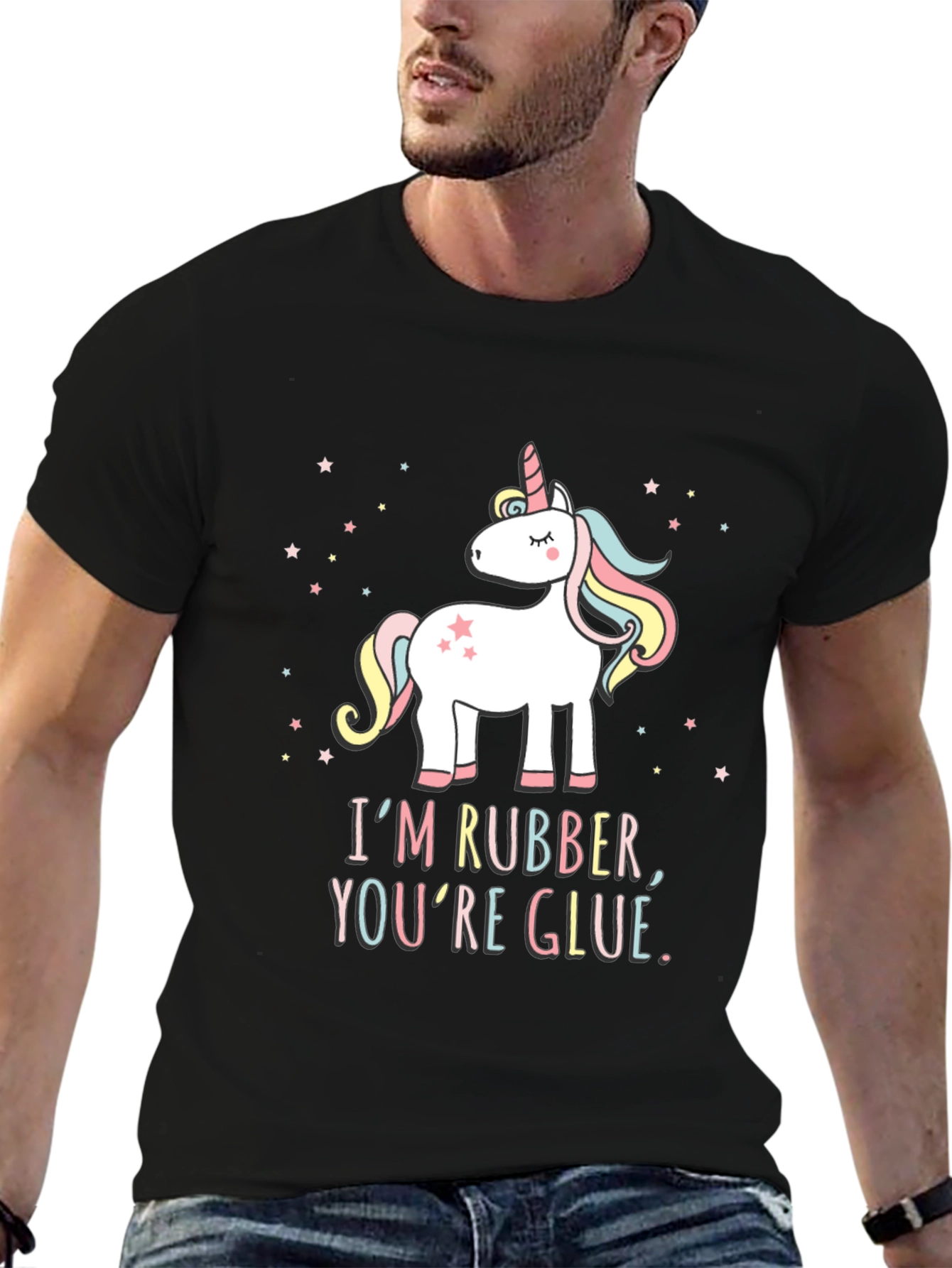 Unicorn Im Rubber Youre Glue Graphic T-Shirt