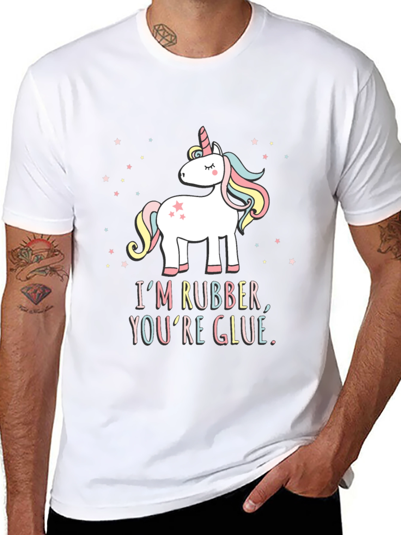 Unicorn Im Rubber Youre Glue Graphic T-Shirt