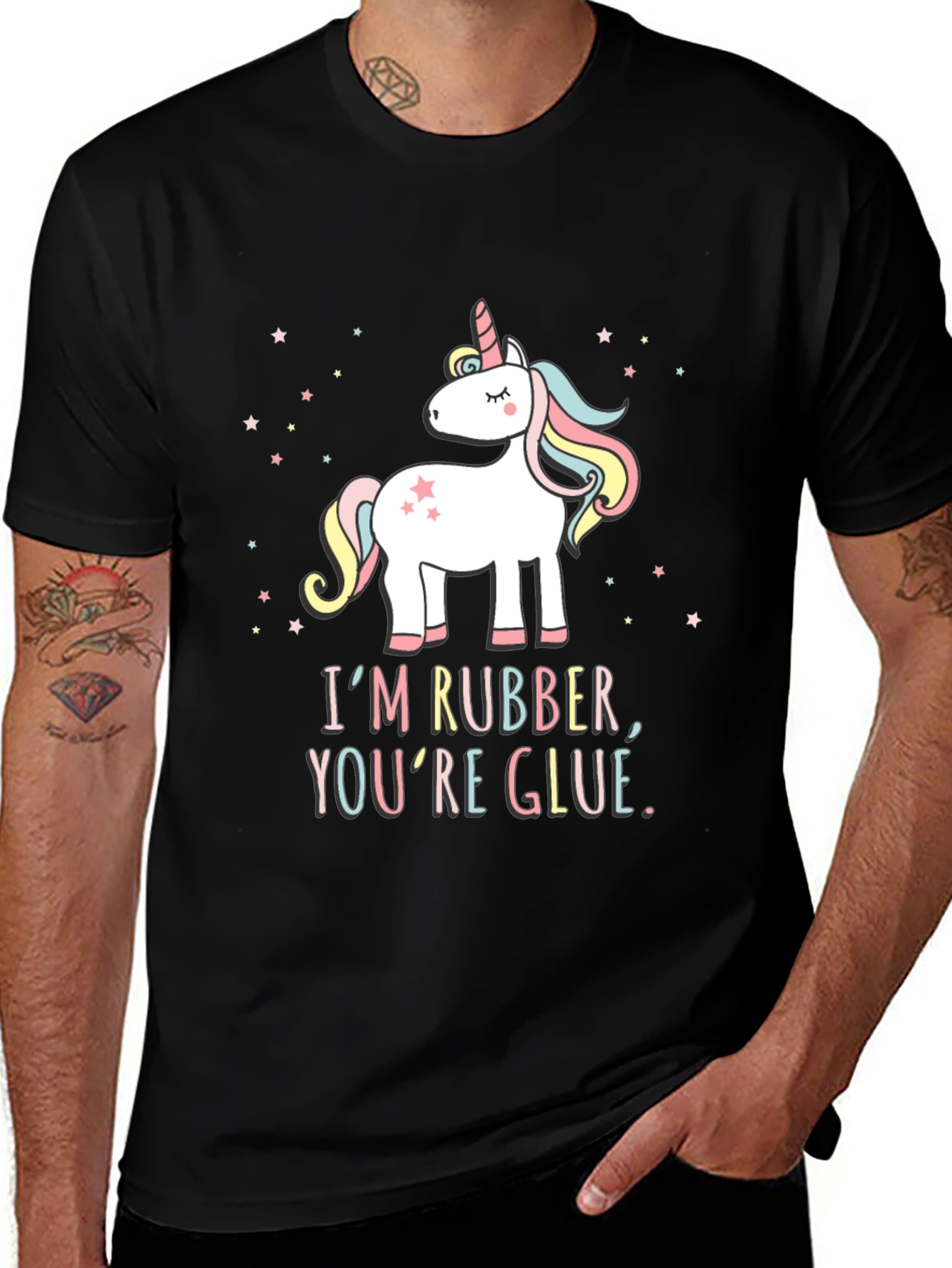 Unicorn Im Rubber Youre Glue Graphic T-Shirt