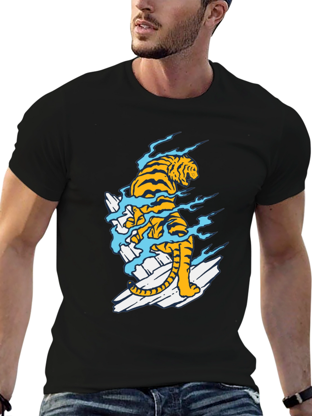 Black Tiger Graphic Tee - Stylish Mens T-Shirt