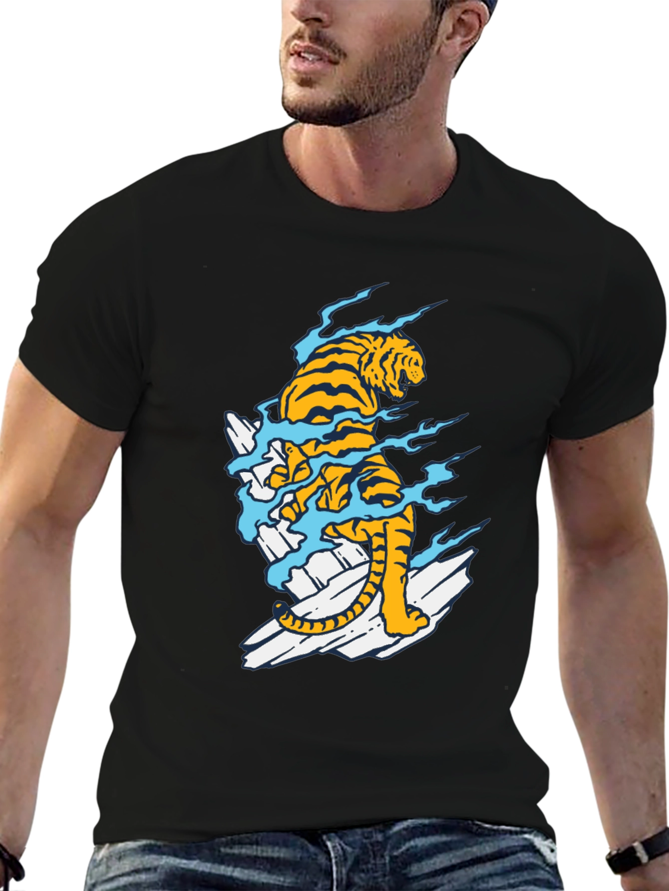 Black Tiger Graphic Tee - Stylish Mens T-Shirt