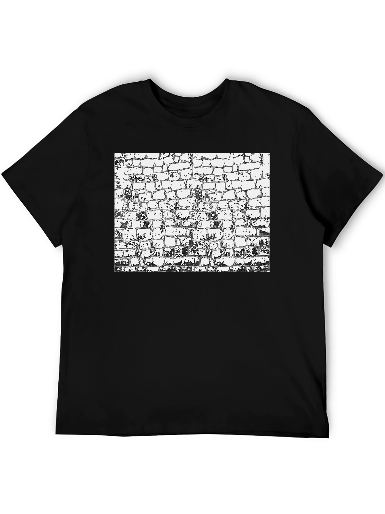 Textured Brick Wall Graphic Black T-Shirt