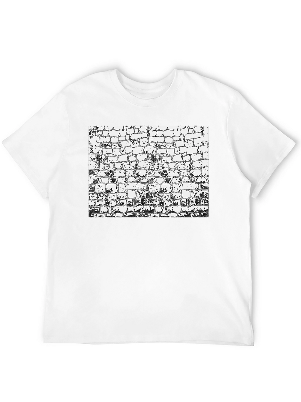 Textured Brick Wall Graphic Black T-Shirt