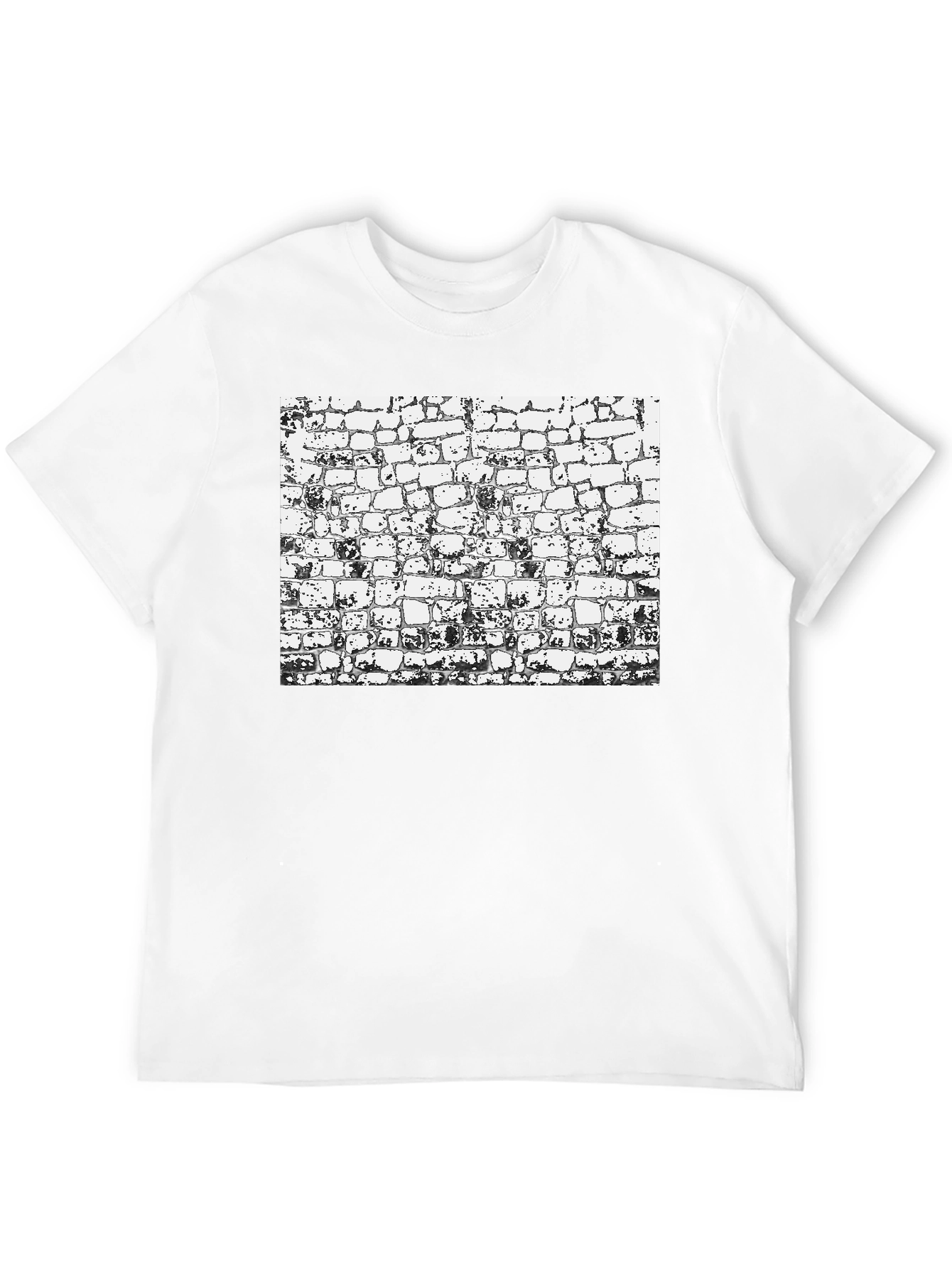 Textured Brick Wall Graphic Black T-Shirt