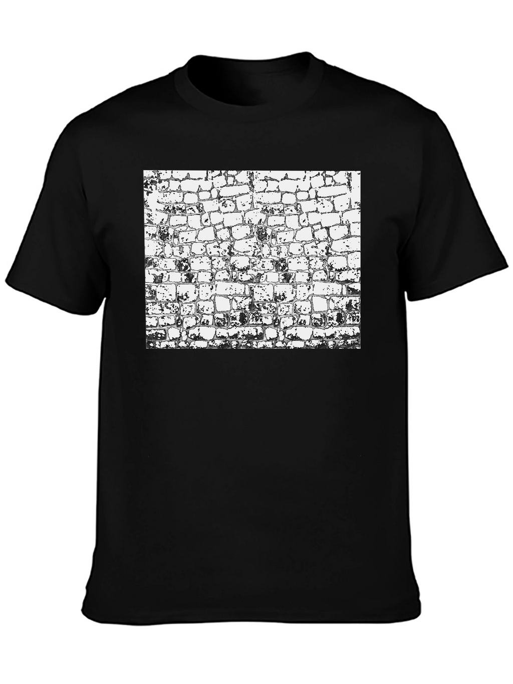 Textured Brick Wall Graphic Black T-Shirt