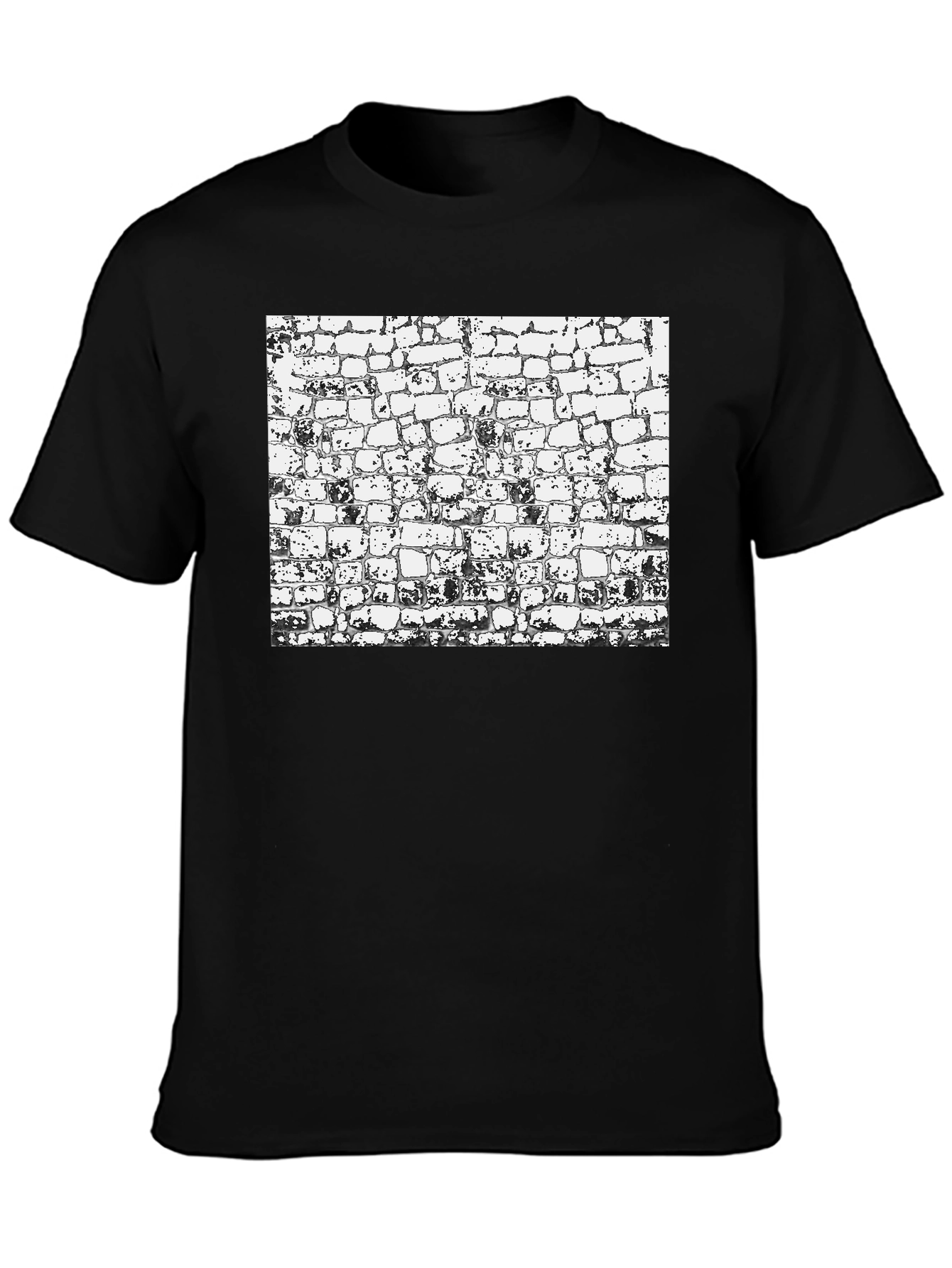 Textured Brick Wall Graphic Black T-Shirt