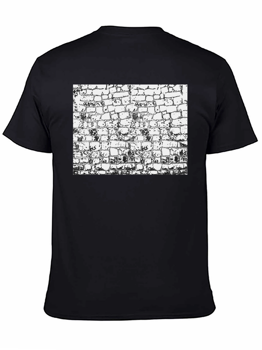 Textured Brick Wall Graphic Black T-Shirt