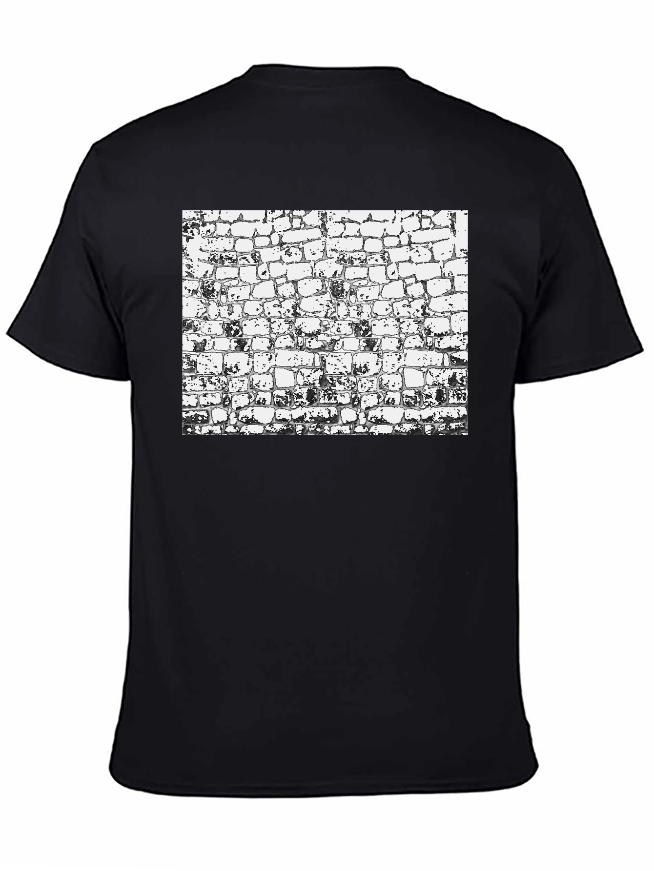 Textured Brick Wall Graphic Black T-Shirt