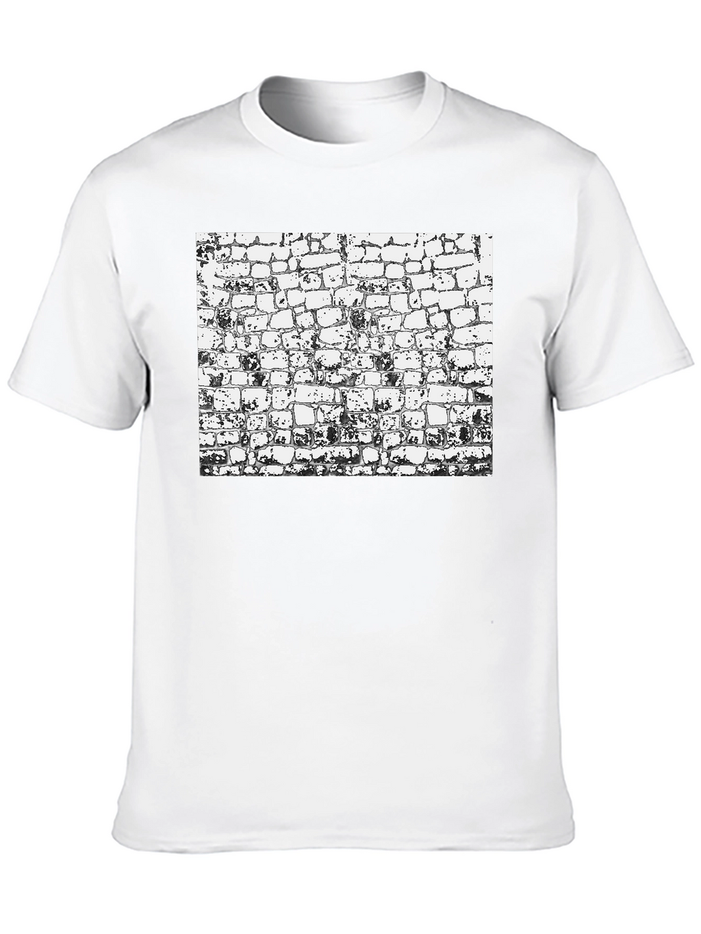 Textured Brick Wall Graphic Black T-Shirt