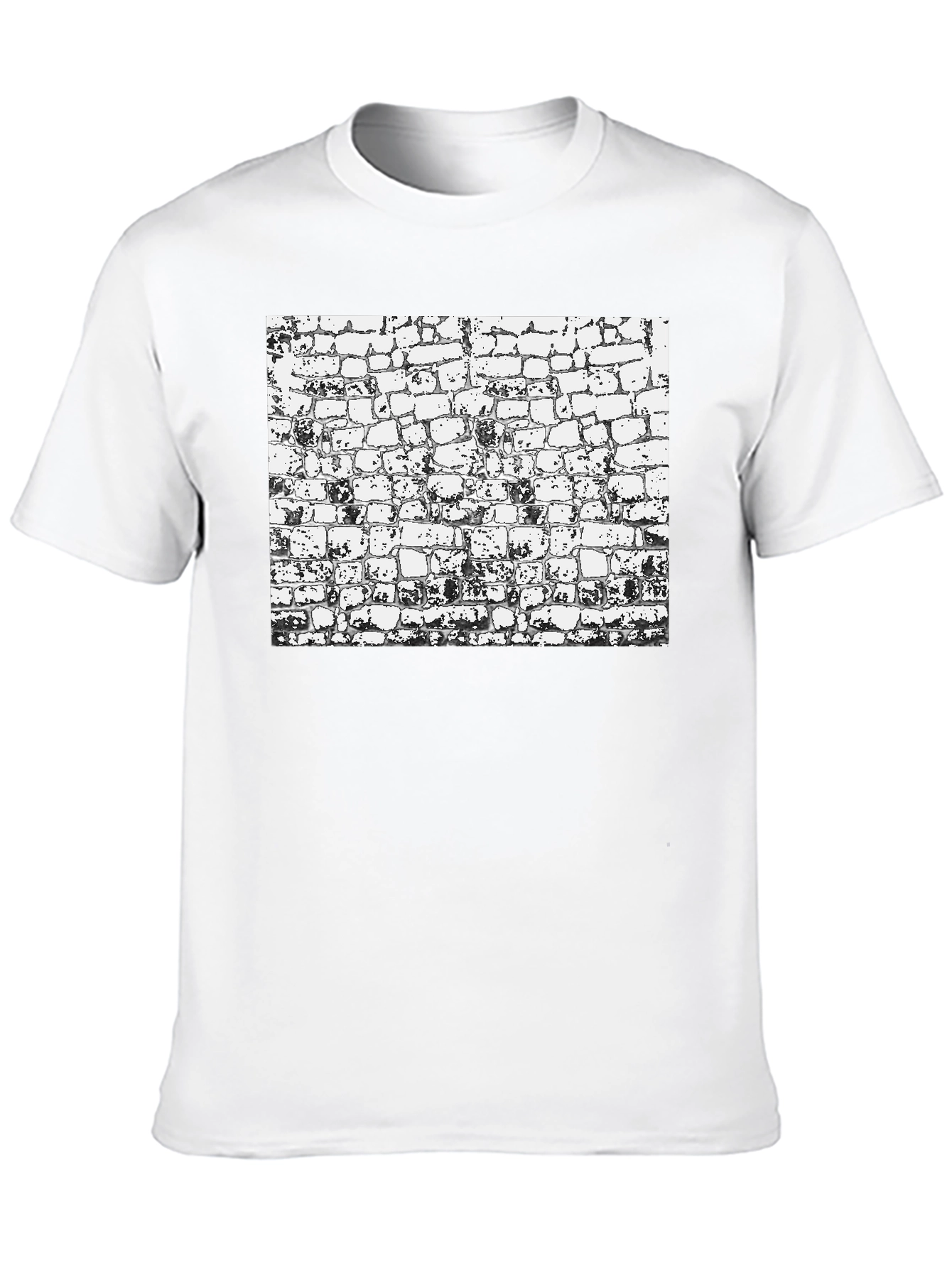 Textured Brick Wall Graphic Black T-Shirt
