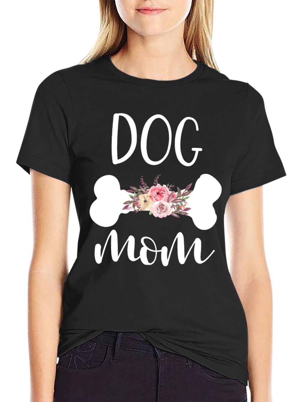 Dog Mom Floral Bone Graphic Tee