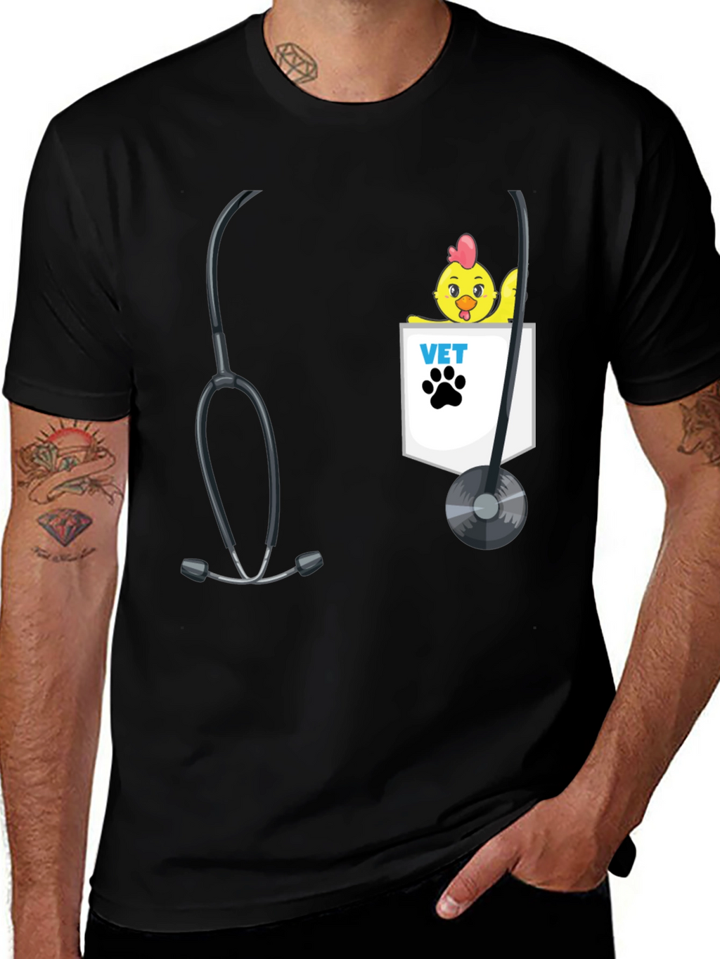Veterinarian Chicken Pocket T-Shirt