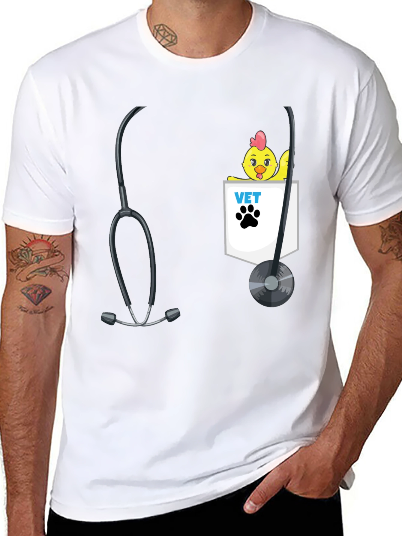 Veterinarian Chicken Pocket T-Shirt