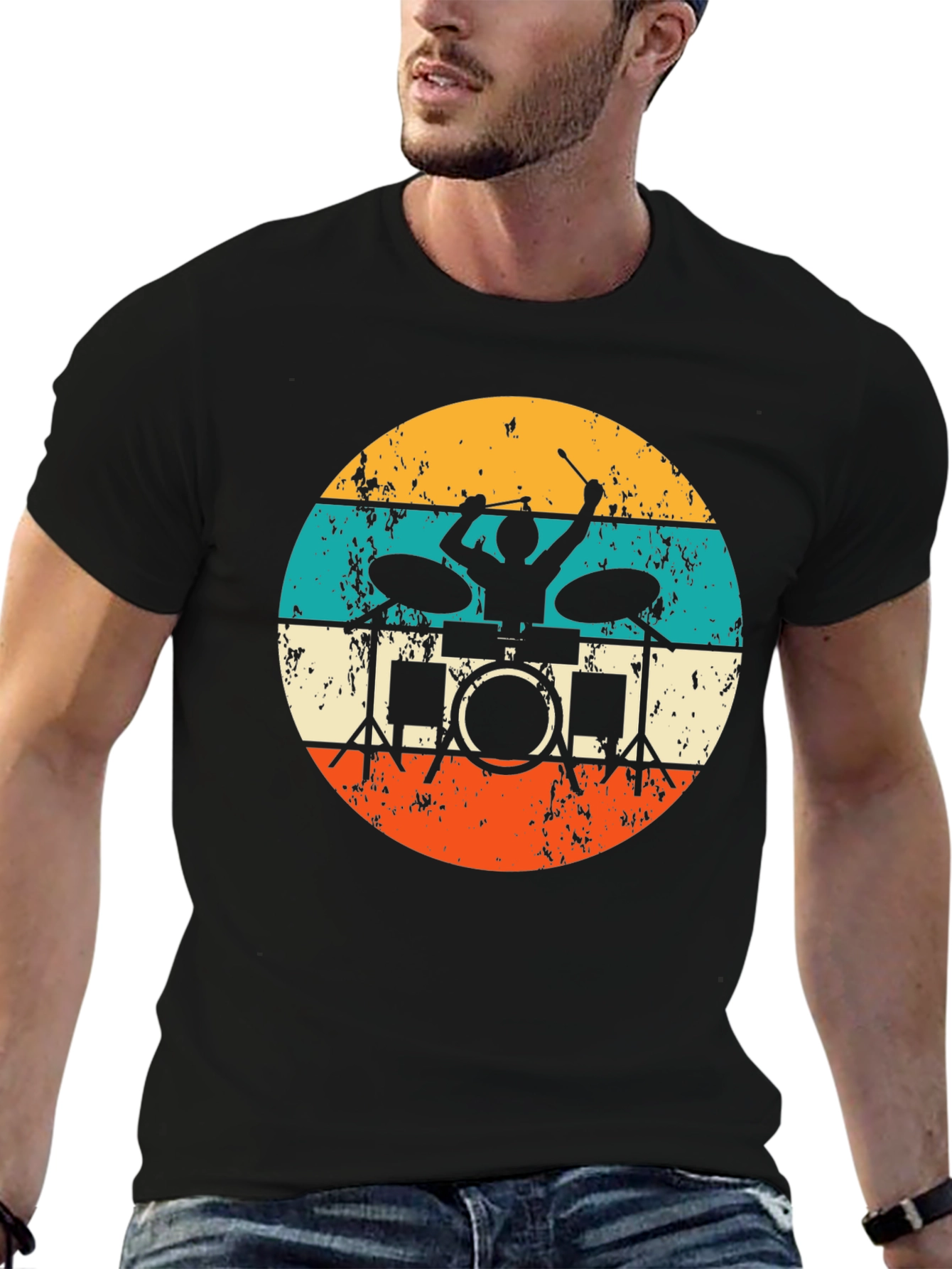Vintage Drummer T-Shirt - Retro Music Tee