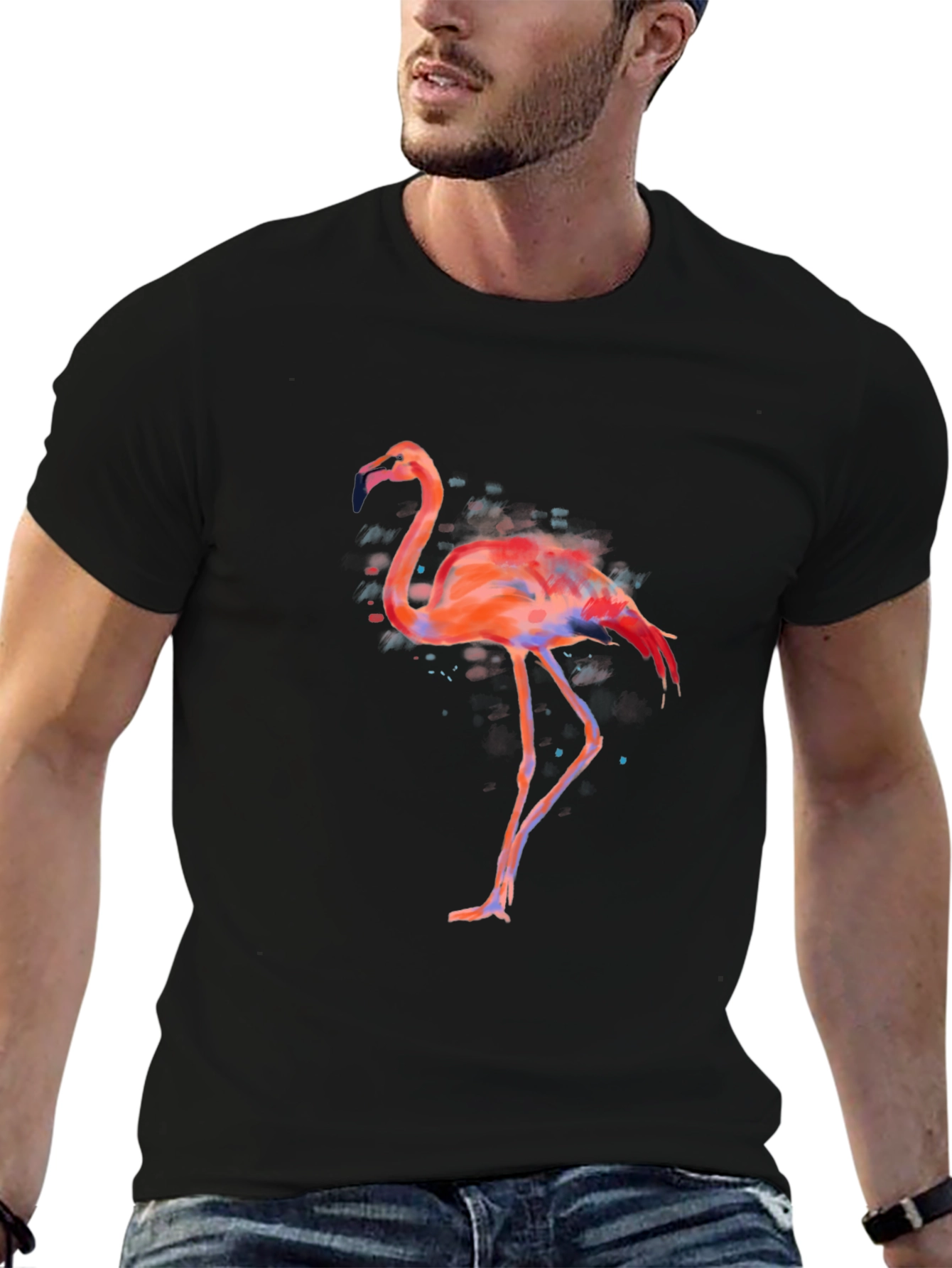 Flamingo Graphic Tee - Mens Black T-Shirt