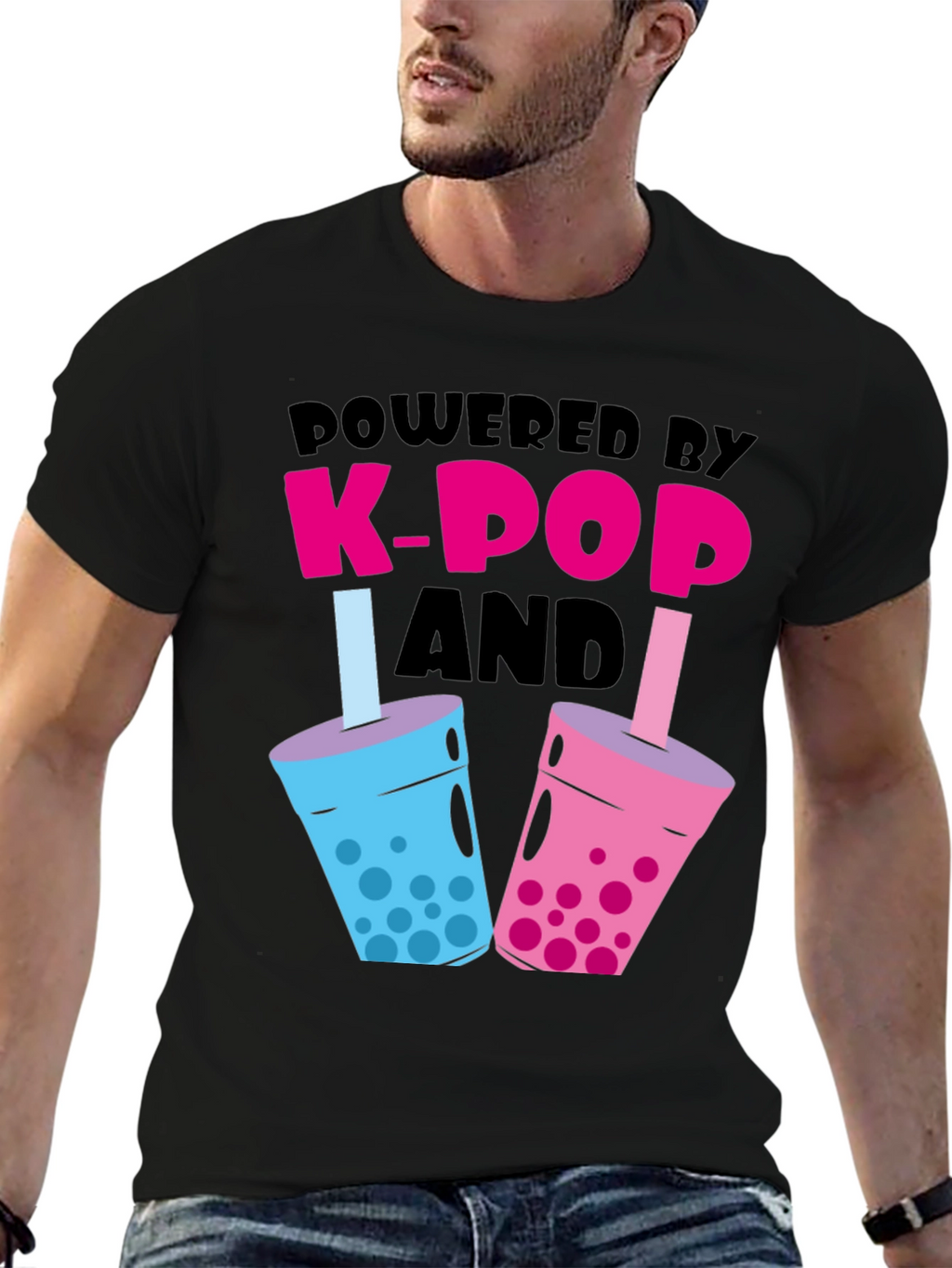 Powered by K-Pop and Boba Black T-Shirt