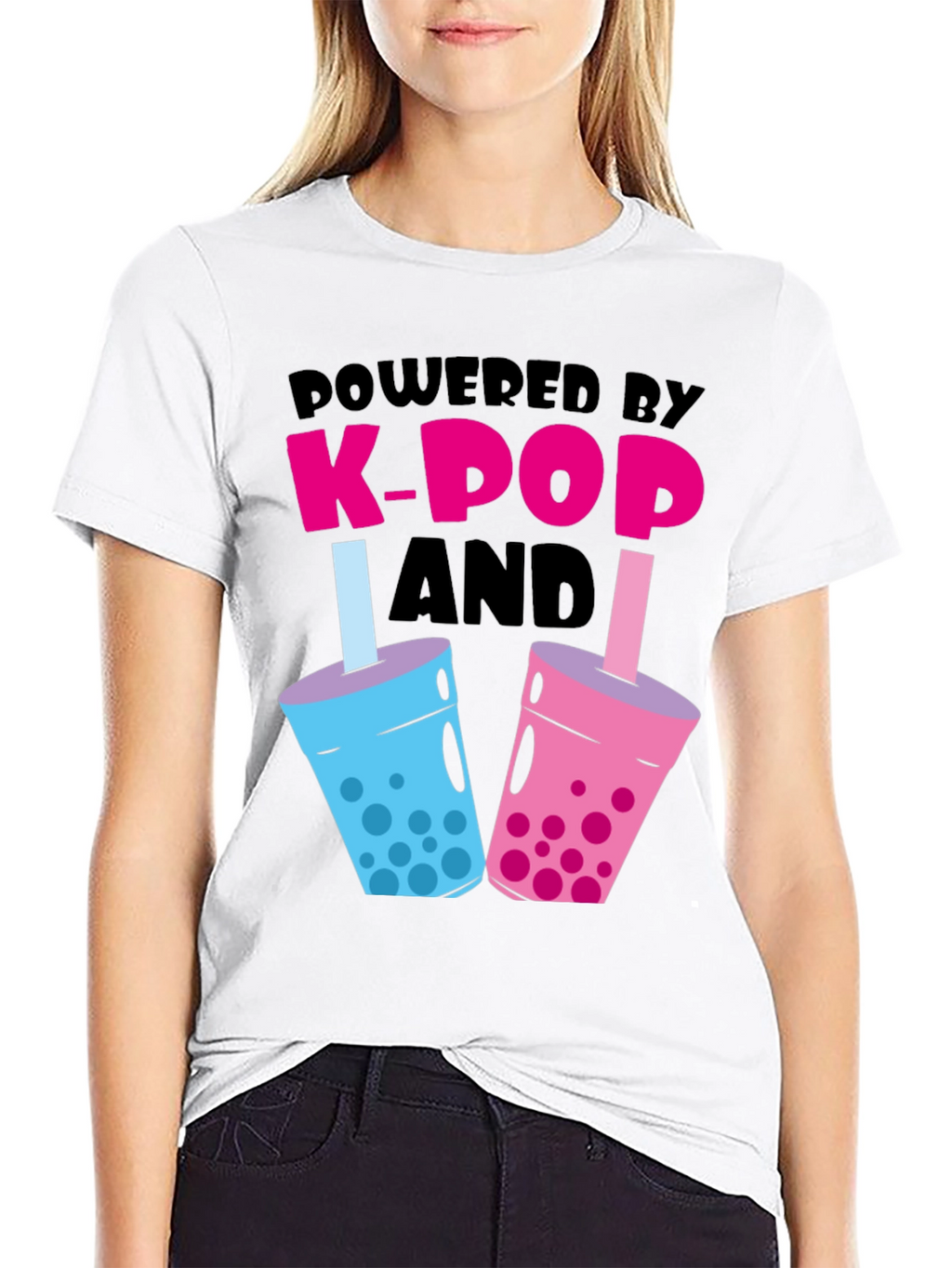 Powered by K-Pop and Boba Black T-Shirt
