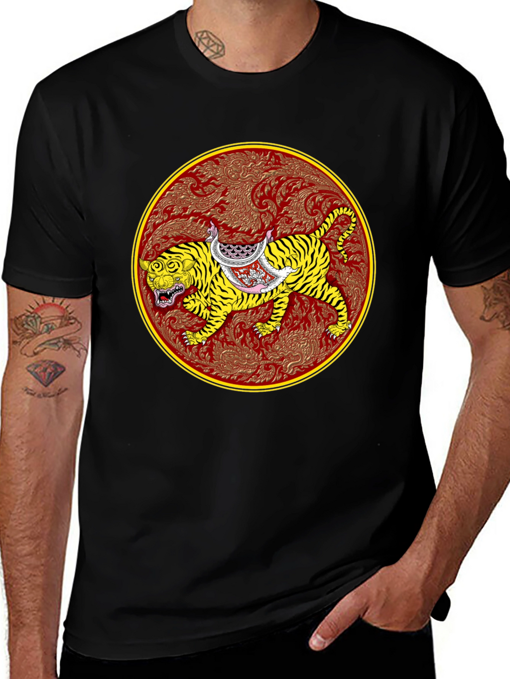 Tiger Art Graphic Tee - Unisex Black T-Shirt
