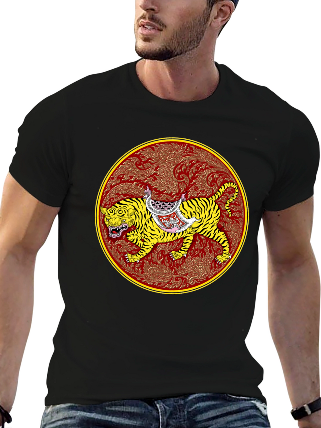 Tiger Art Graphic Tee - Unisex Black T-Shirt