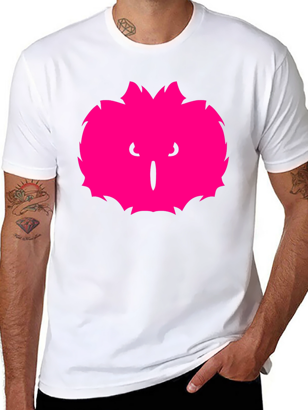 Mens Black T-Shirt with Pink Monster Graphic