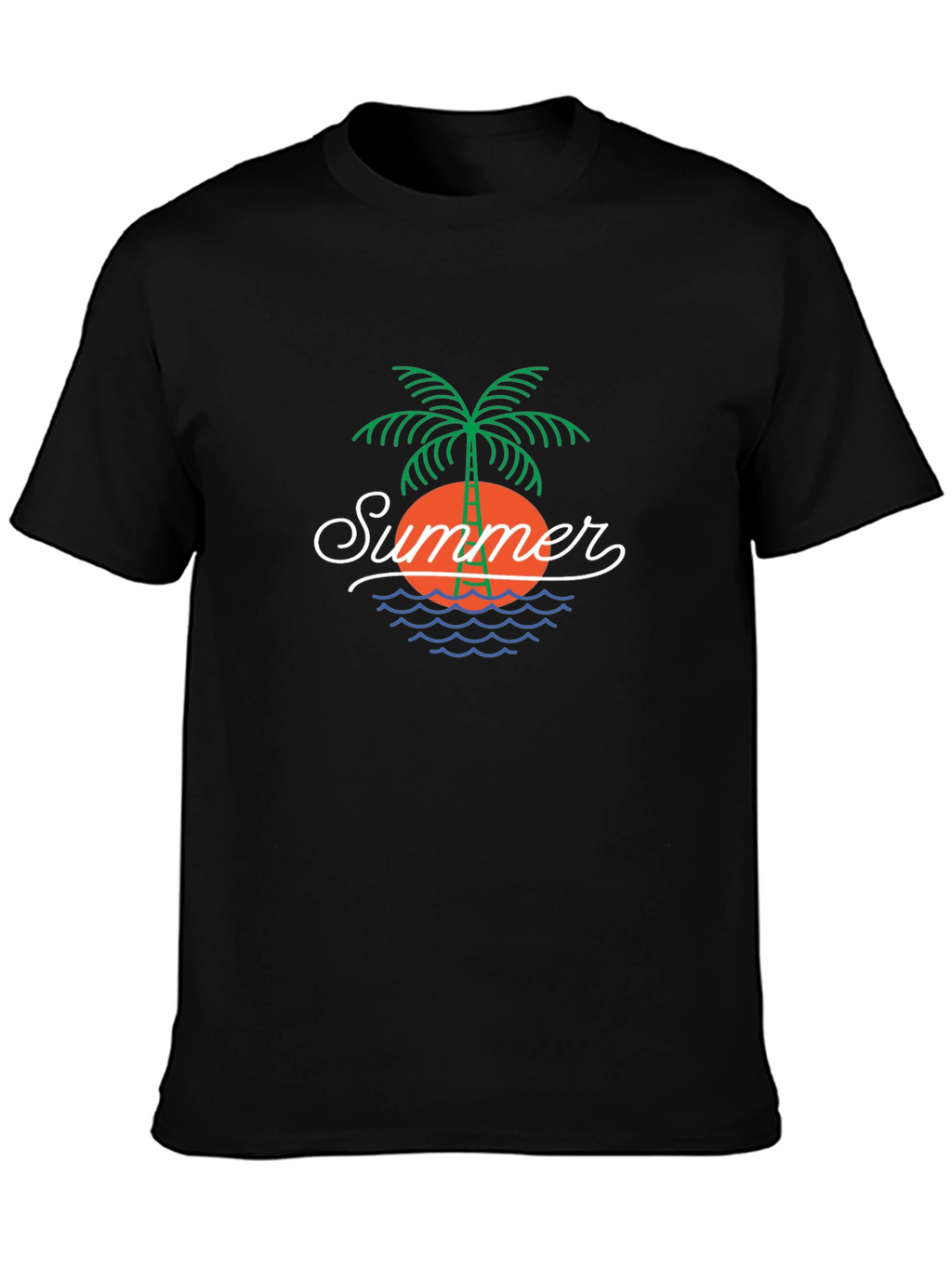 Summer Palm Tree Graphic Black T-Shirt