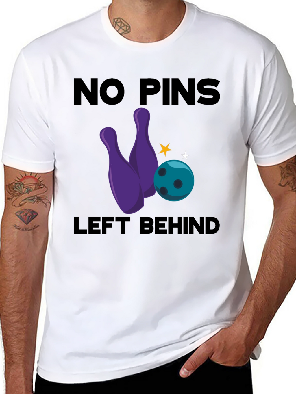 No Pins Left Behind Bowling Graphic T-Shirt