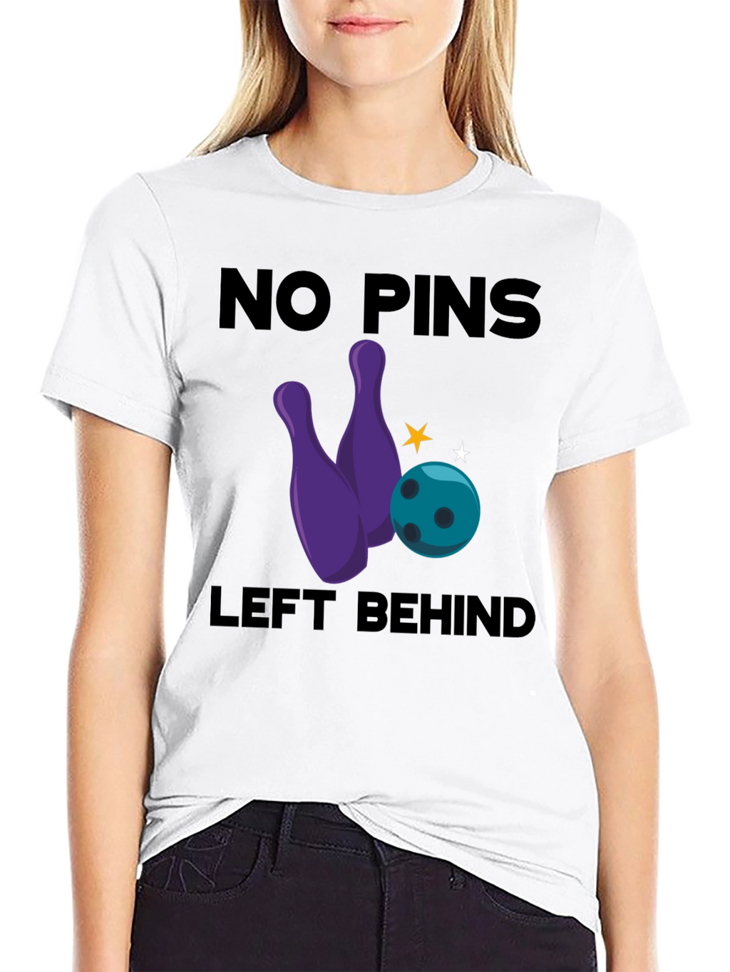 No Pins Left Behind Bowling Graphic T-Shirt