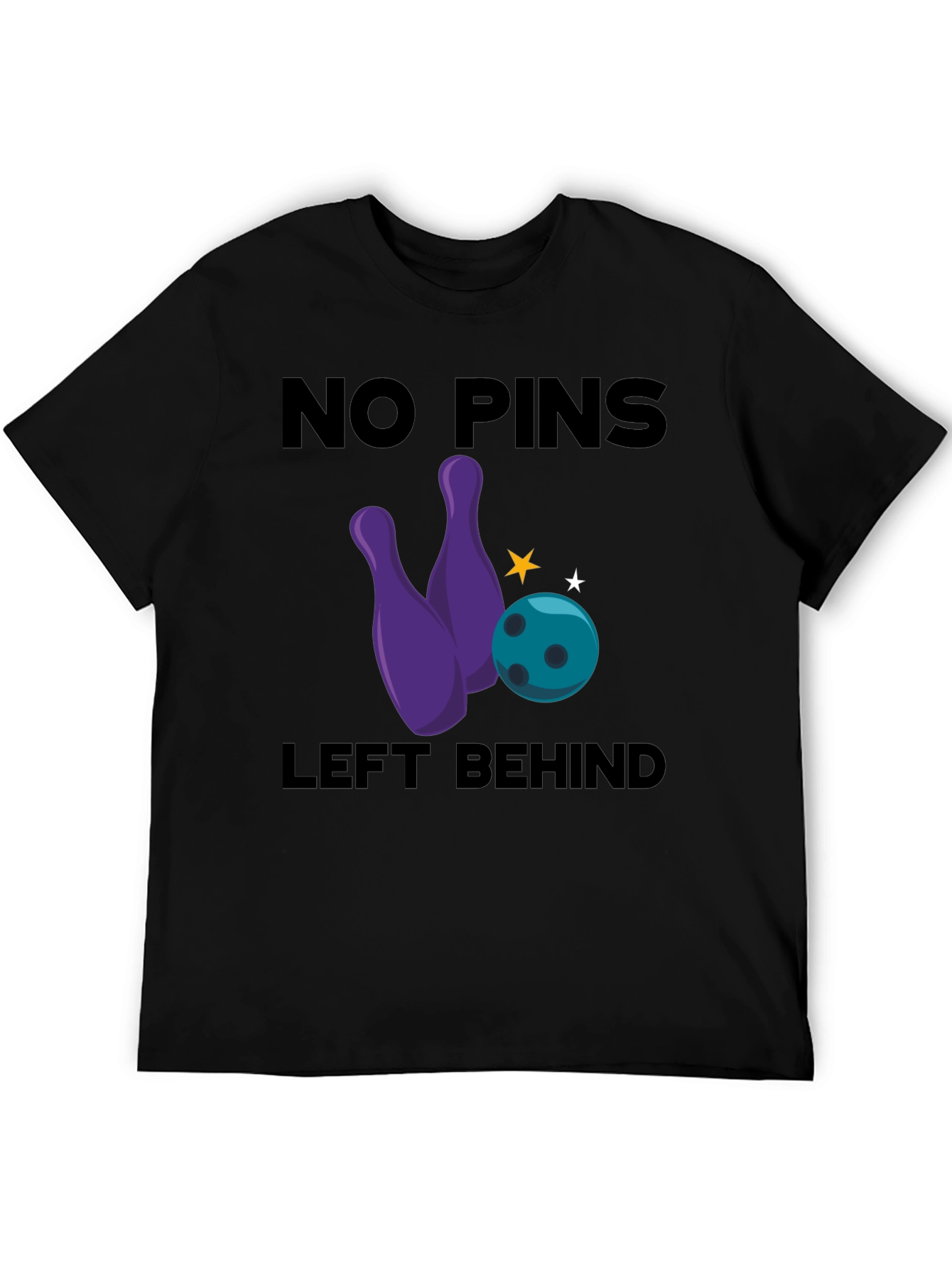 No Pins Left Behind Bowling Graphic T-Shirt