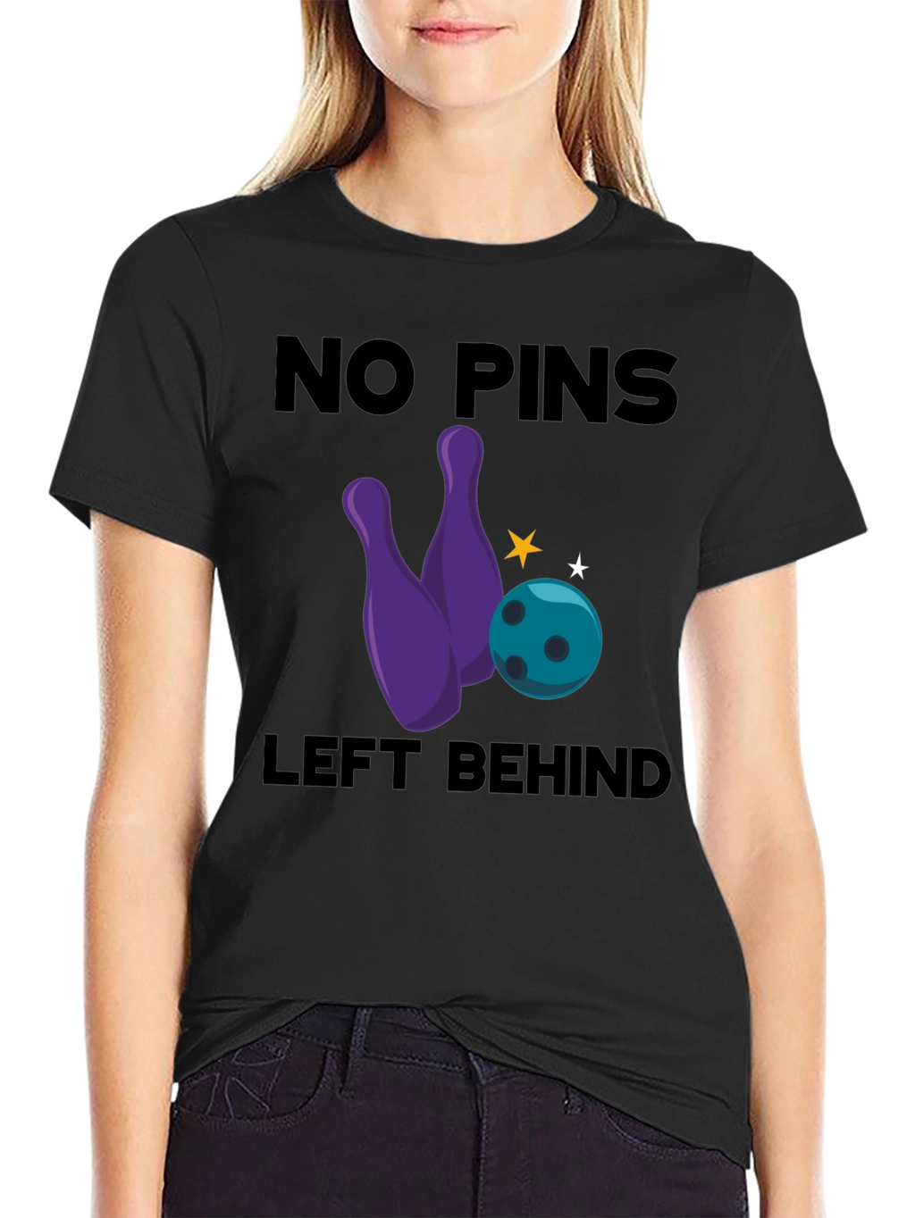 No Pins Left Behind Bowling Graphic T-Shirt