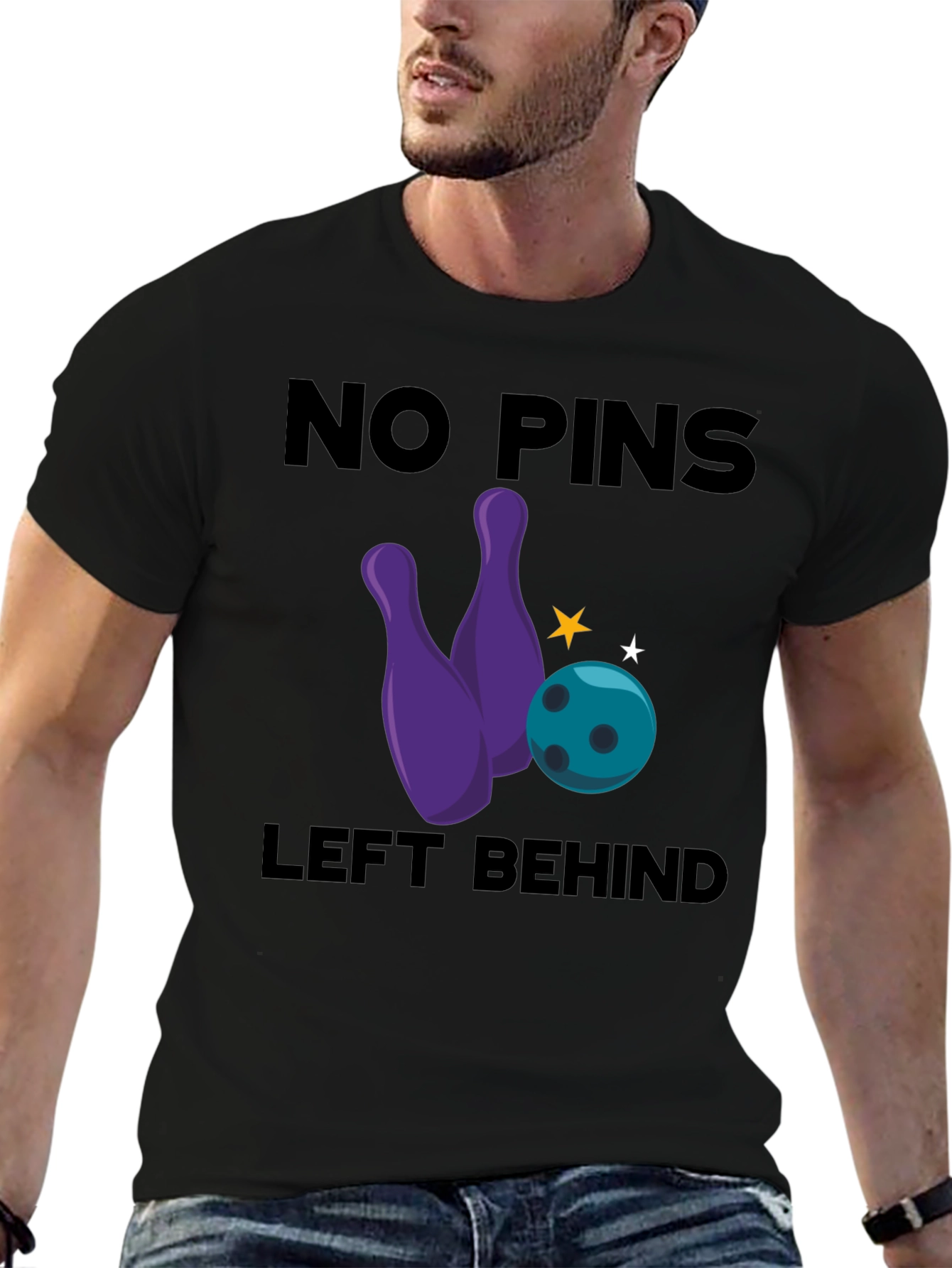 No Pins Left Behind Bowling Graphic T-Shirt