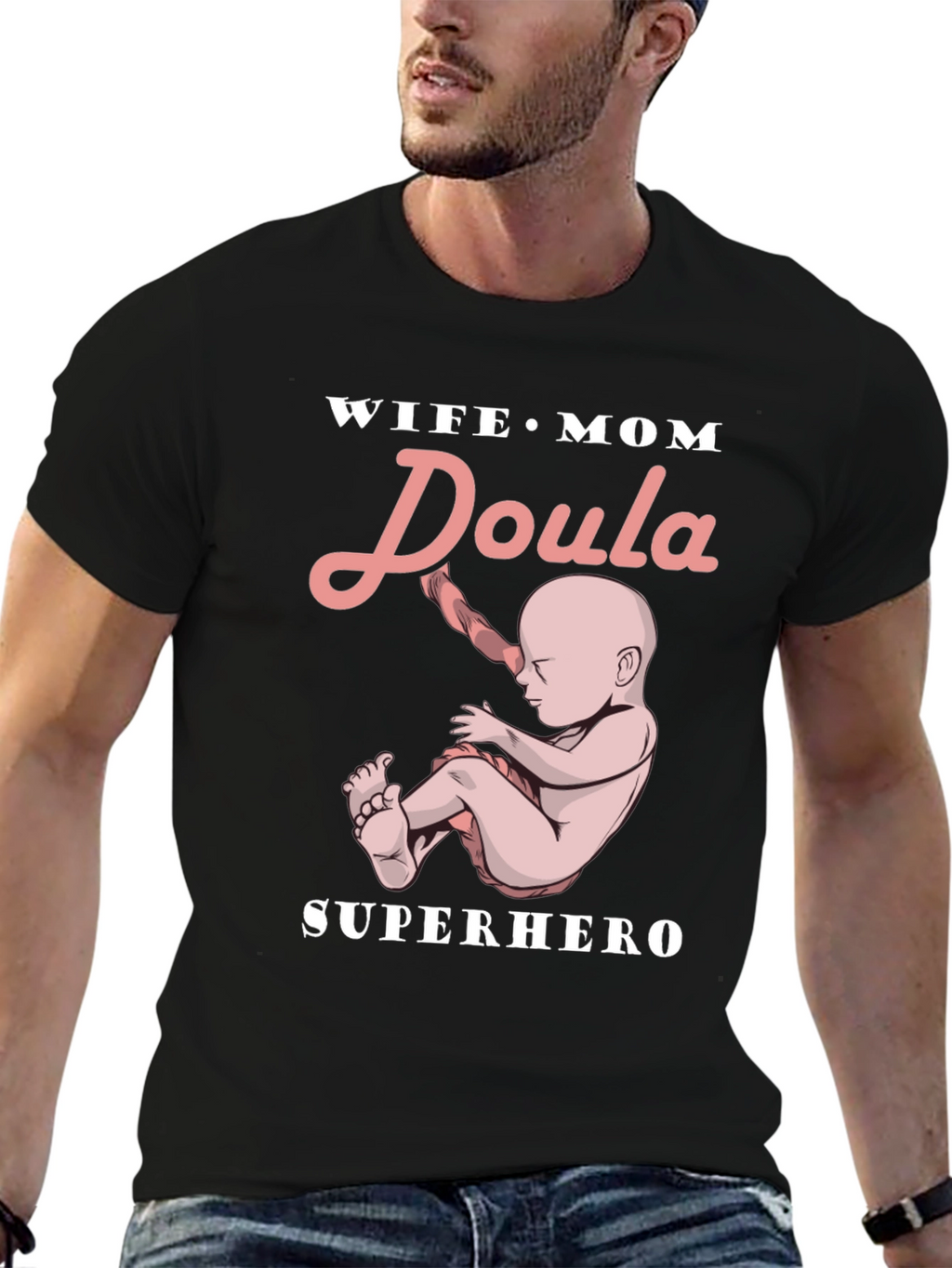 Wife Mom Doula Superhero Graphic Tee