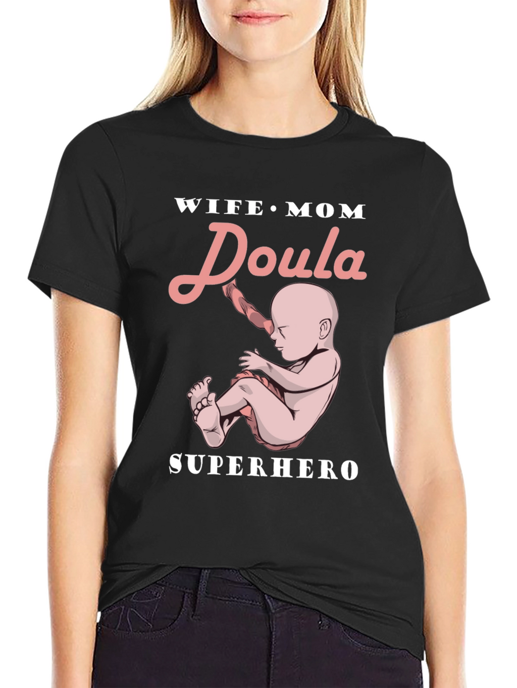 Wife Mom Doula Superhero Graphic Tee