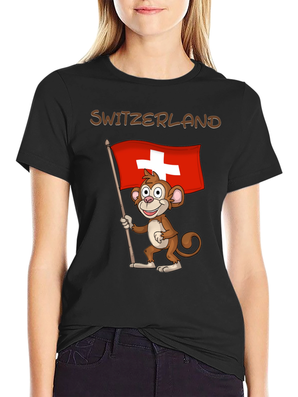 Switzerland Monkey Flag Graphic T-Shirt