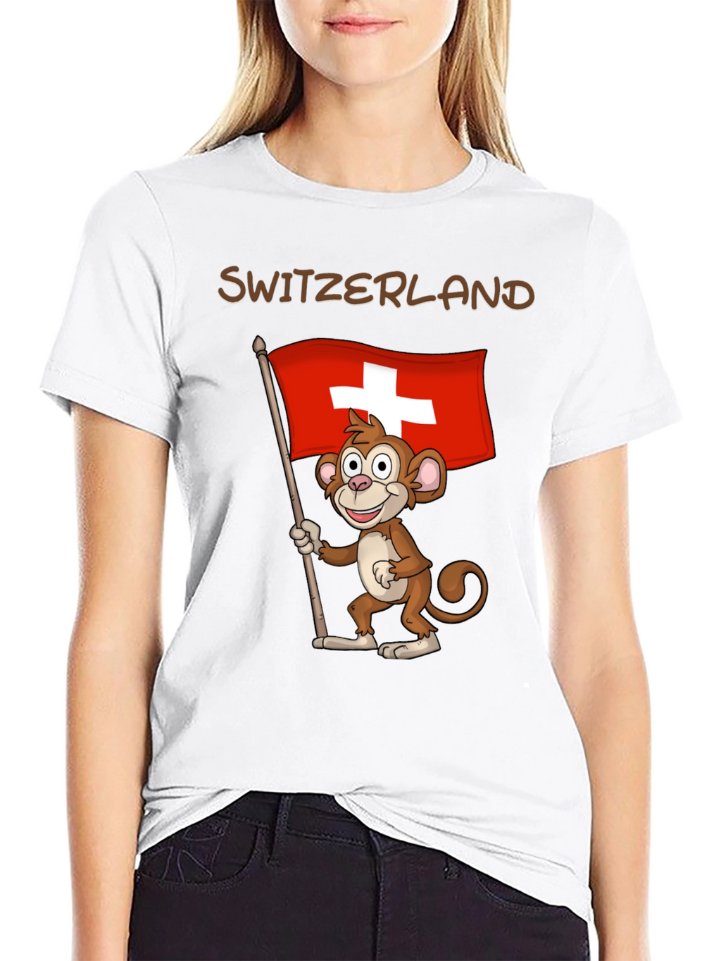 Switzerland Monkey Flag Graphic T-Shirt