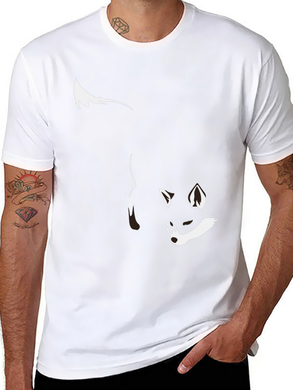 Black T-Shirt with Stylish Fox Graphic